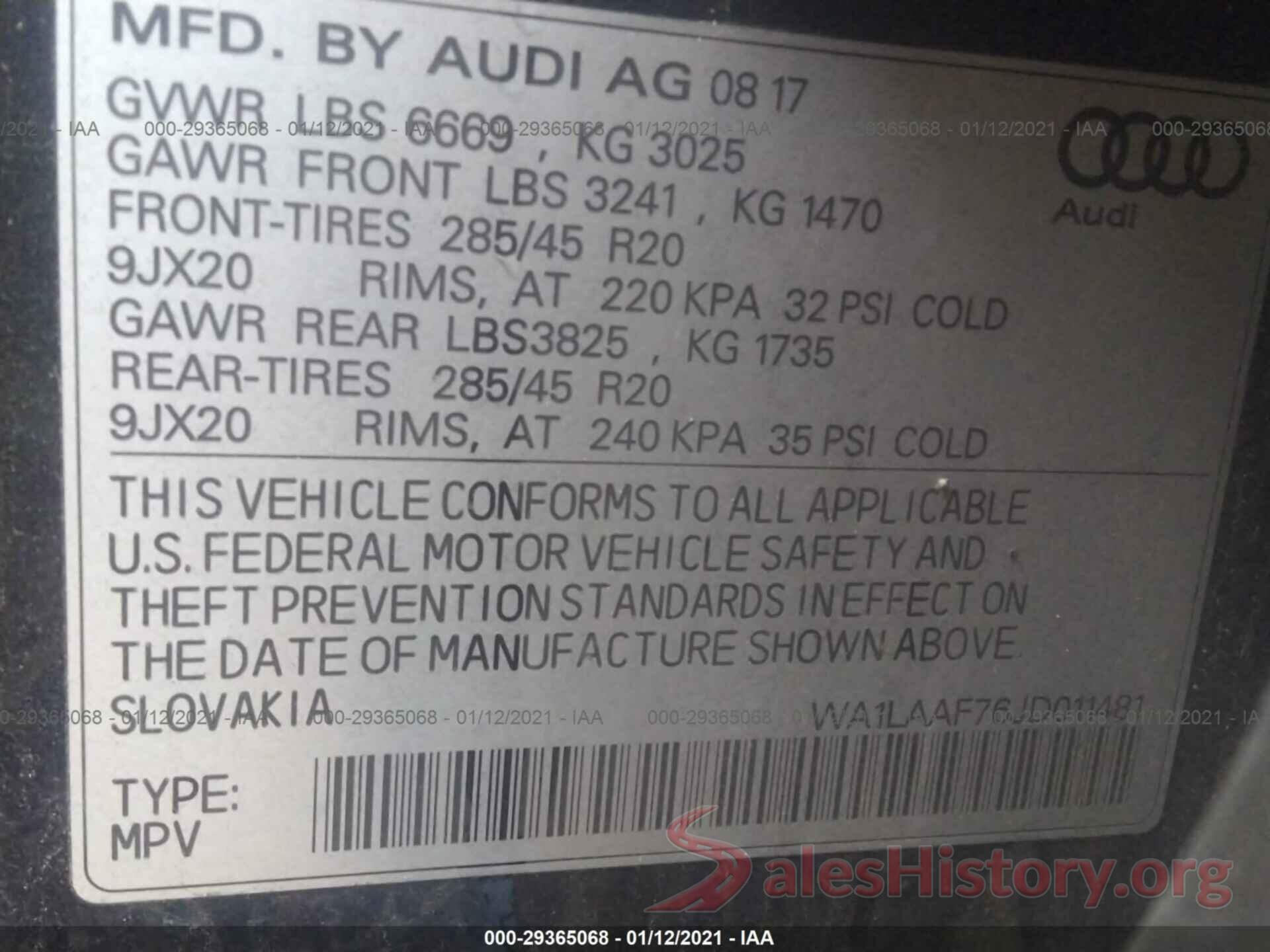 WA1LAAF76JD011481 2018 AUDI Q7