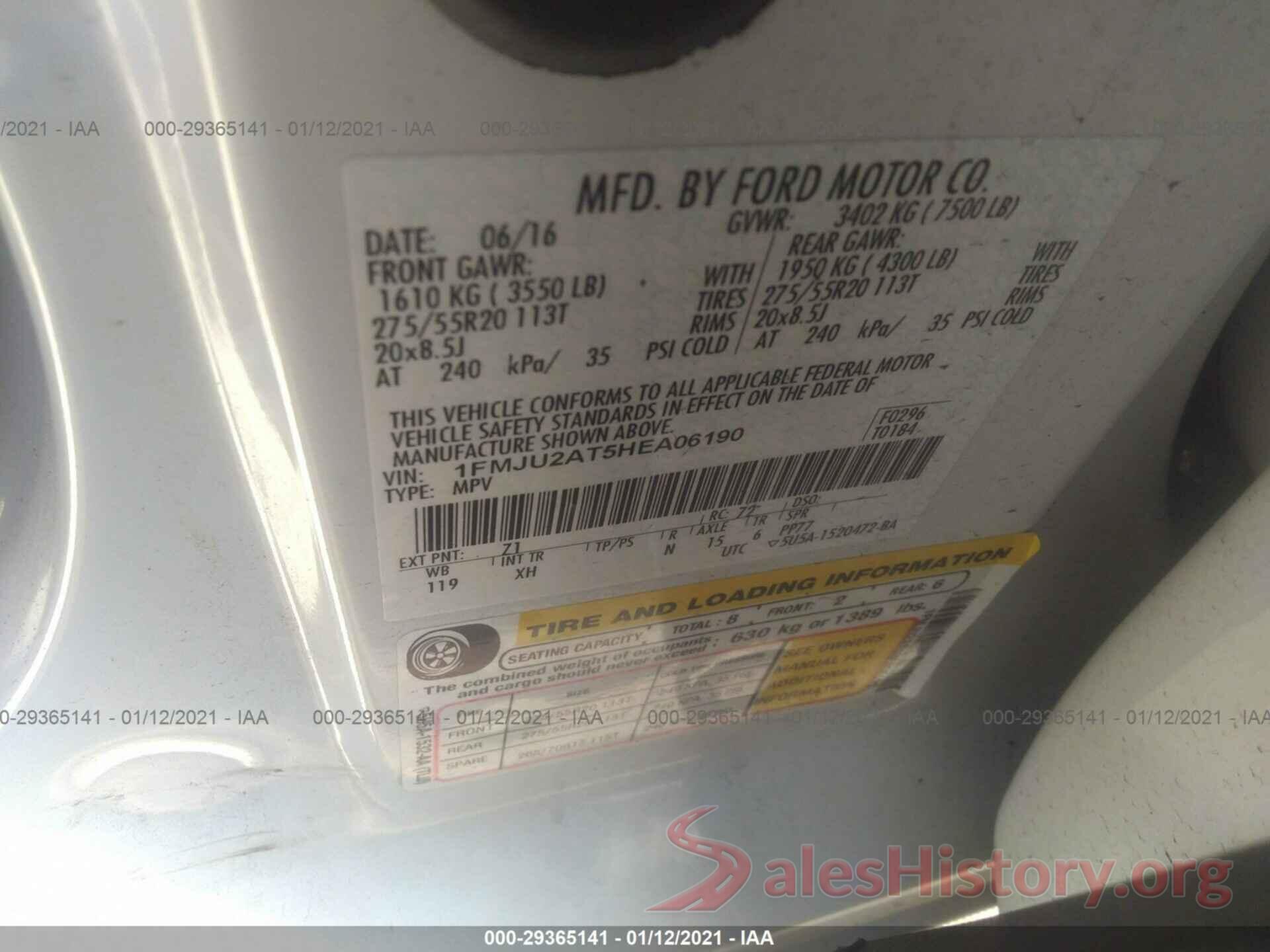 1FMJU2AT5HEA06190 2017 FORD EXPEDITION