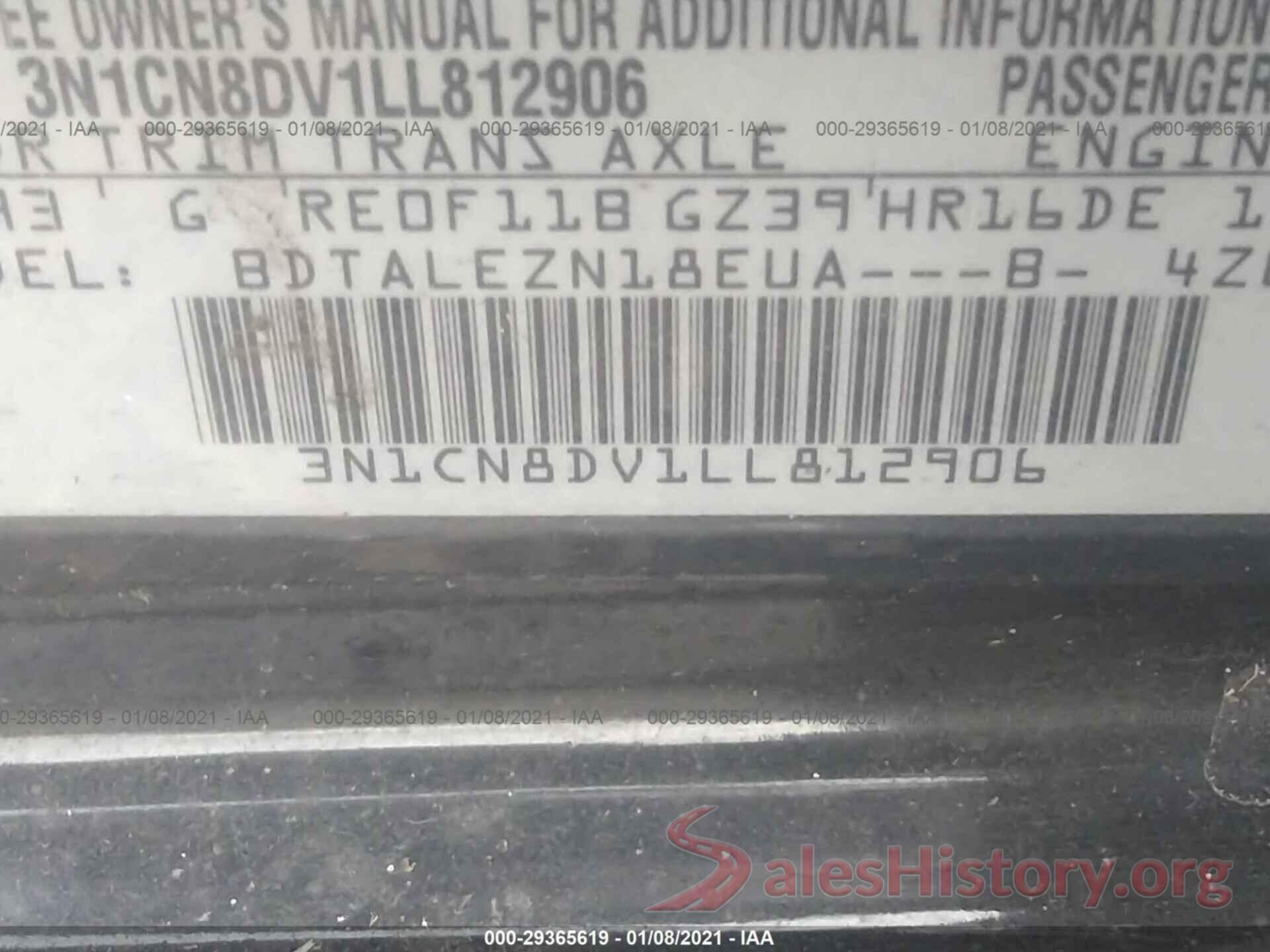 3N1CN8DV1LL812906 2020 NISSAN VERSA