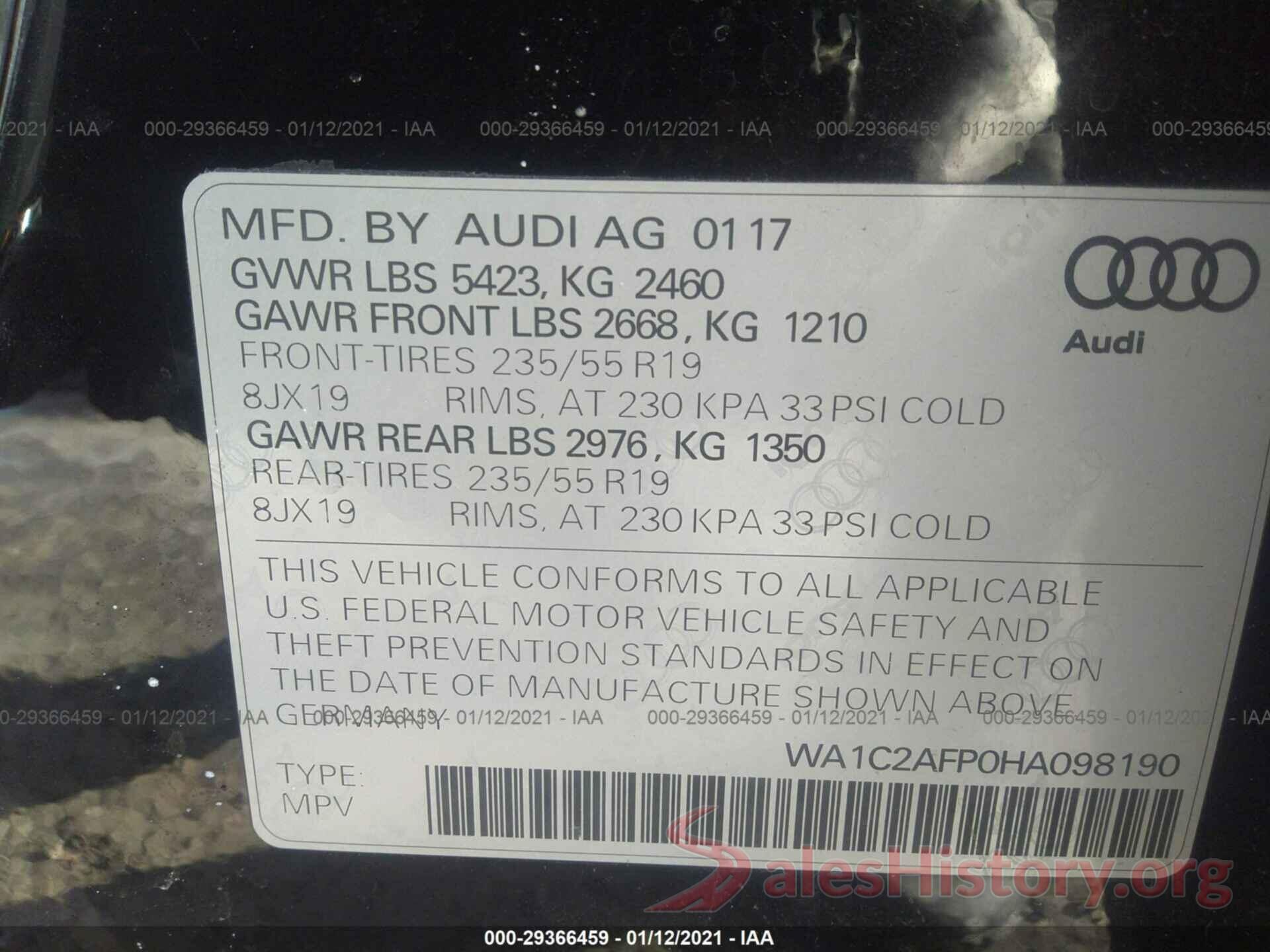 WA1C2AFP0HA098190 2017 AUDI Q5