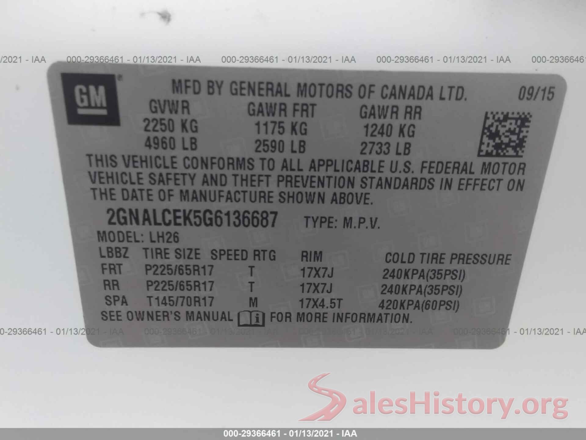 2GNALCEK5G6136687 2016 CHEVROLET EQUINOX