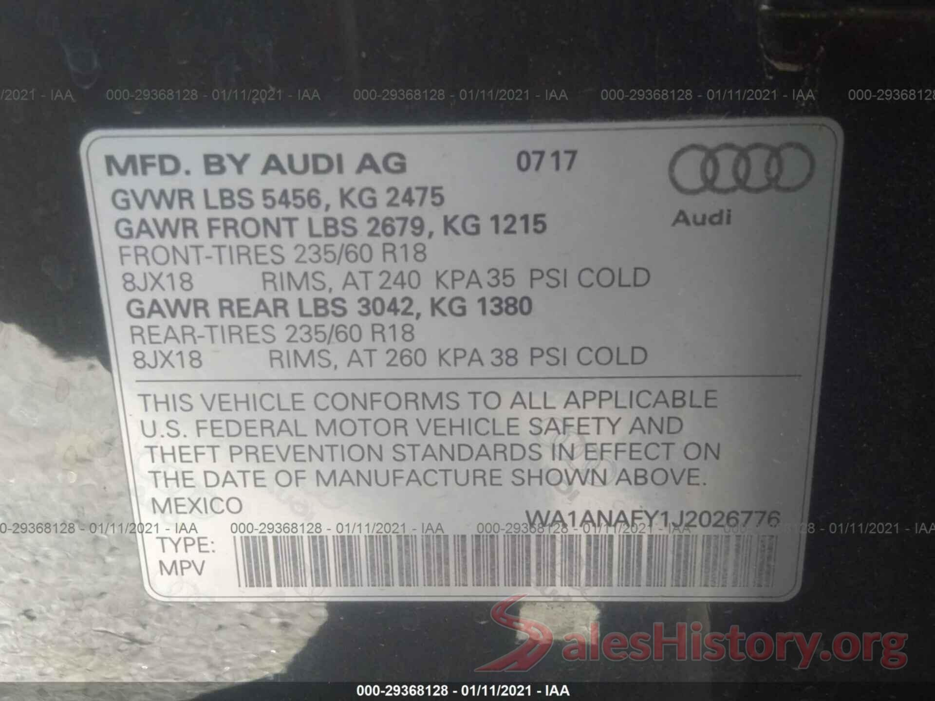 WA1ANAFY1J2026776 2018 AUDI Q5