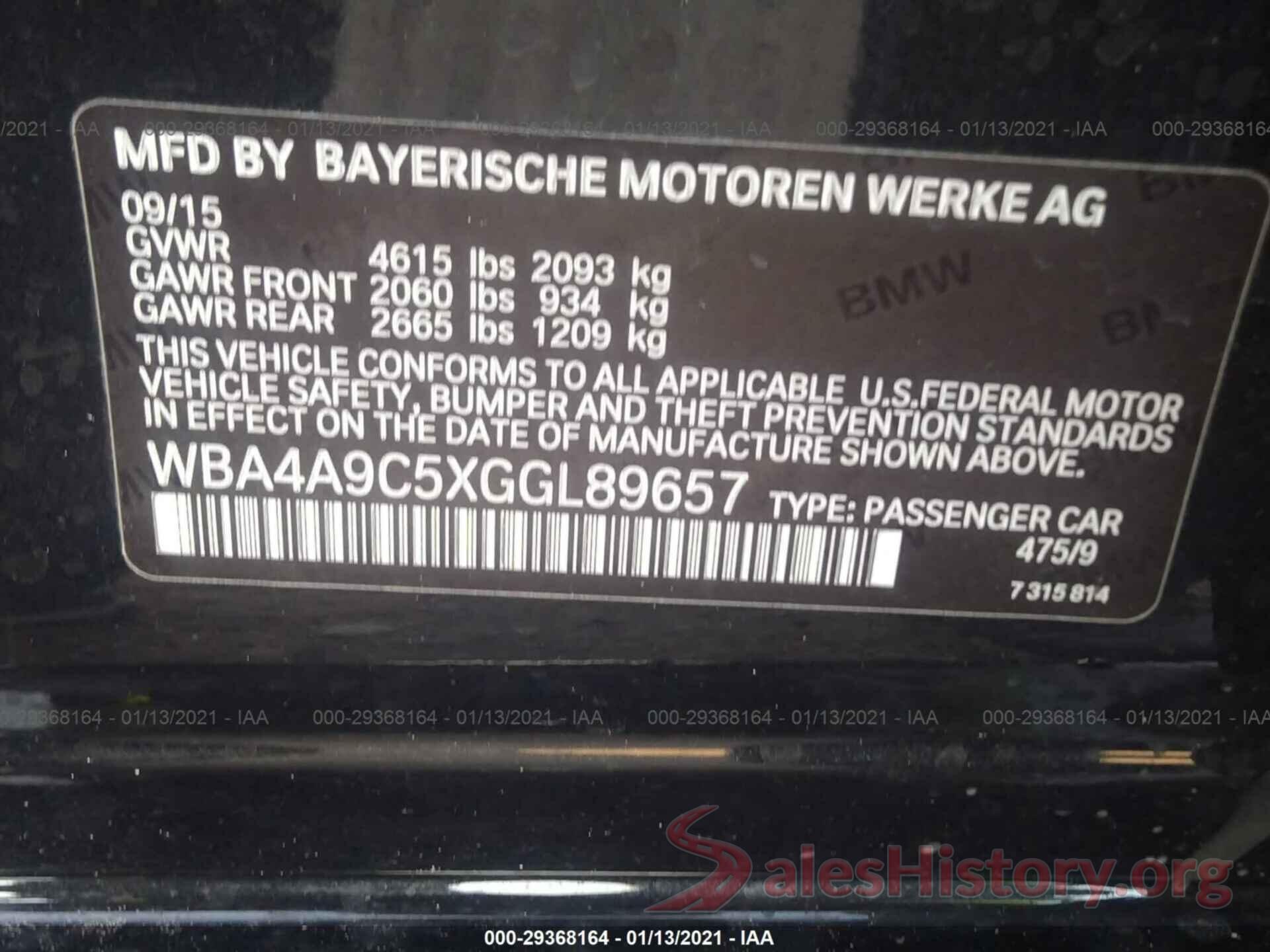 WBA4A9C5XGGL89657 2016 BMW 4 SERIES