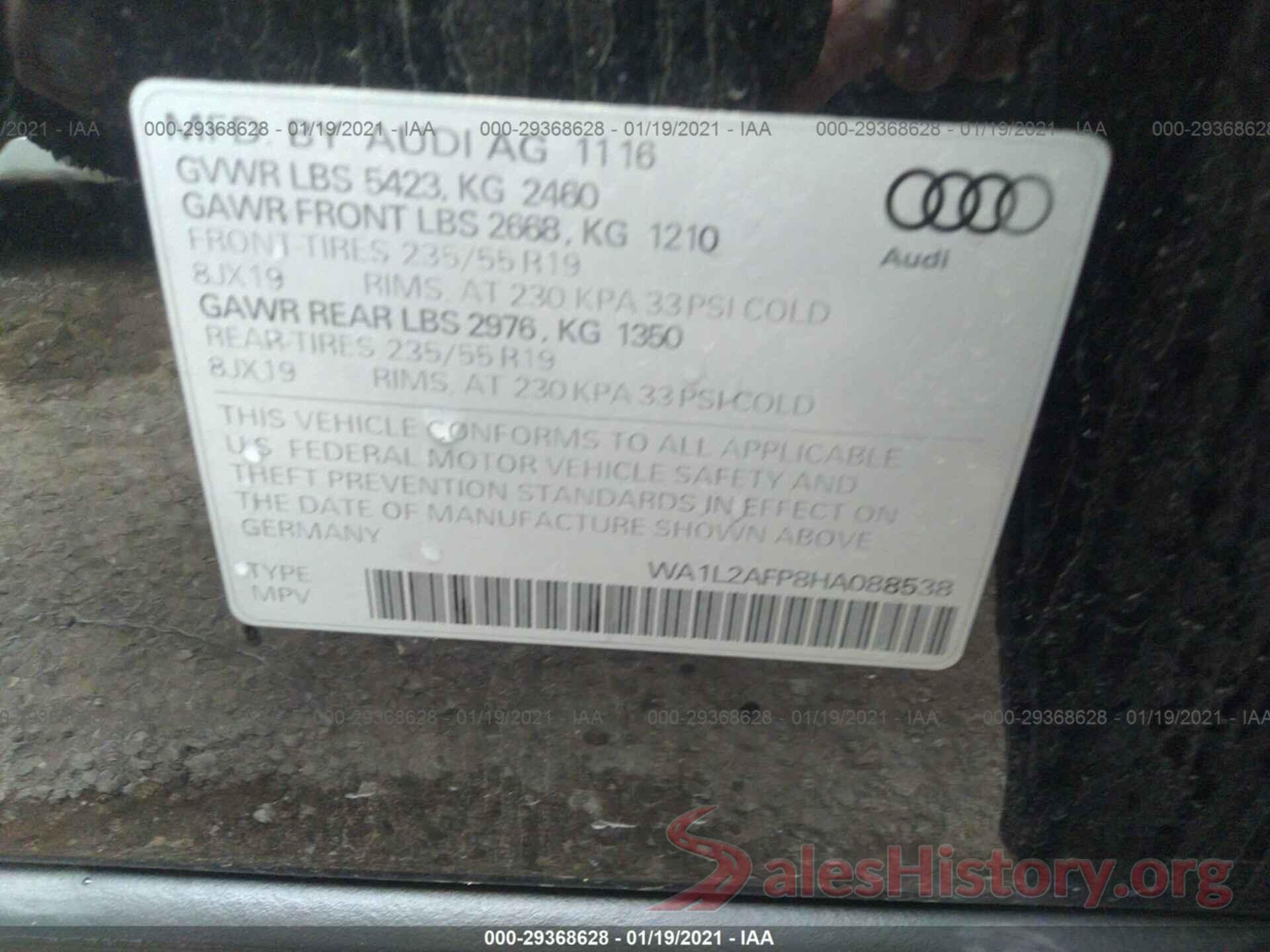 WA1L2AFP8HA088538 2017 AUDI Q5