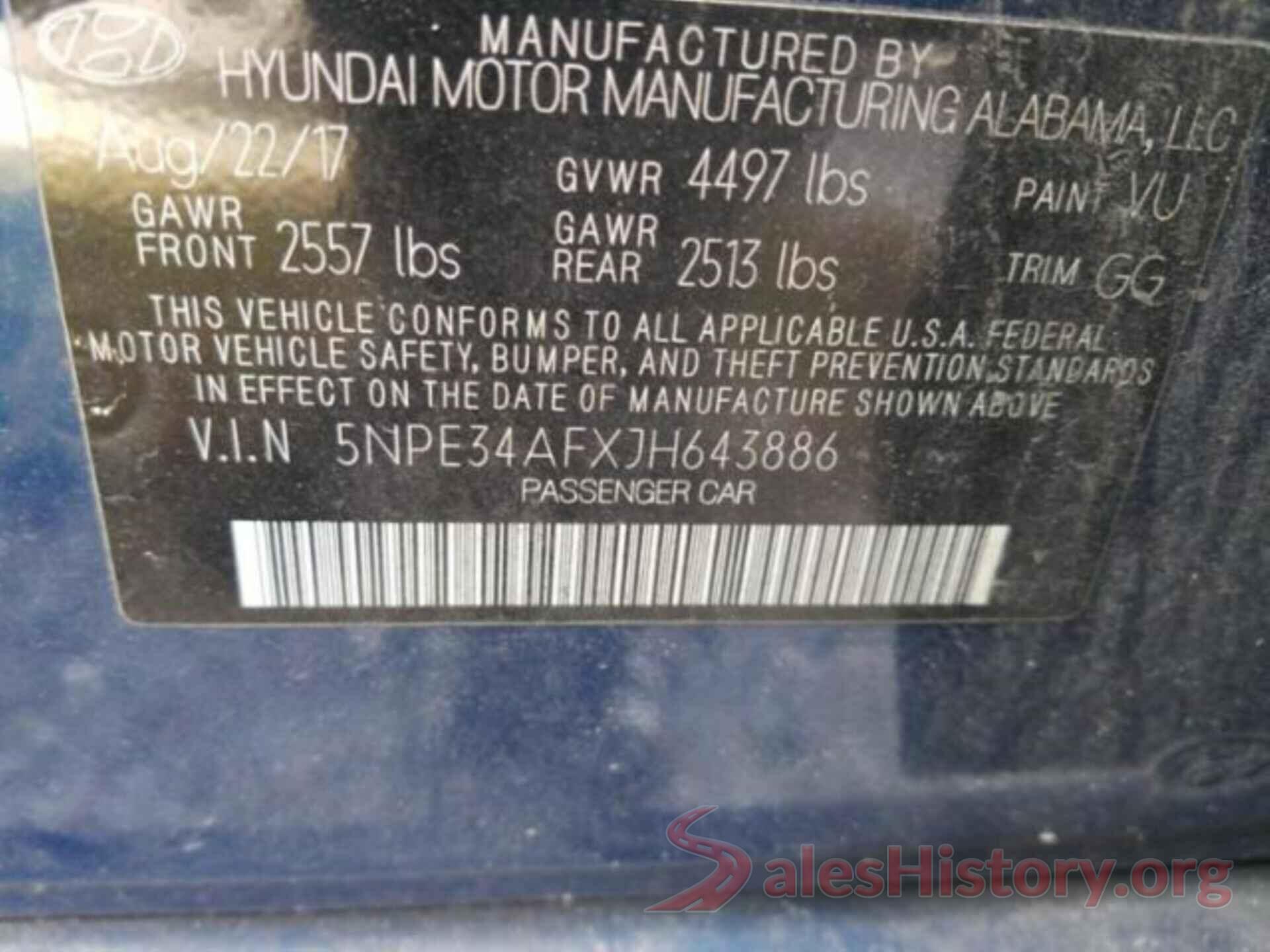 5NPE34AFXJH643886 2018 HYUNDAI SONATA