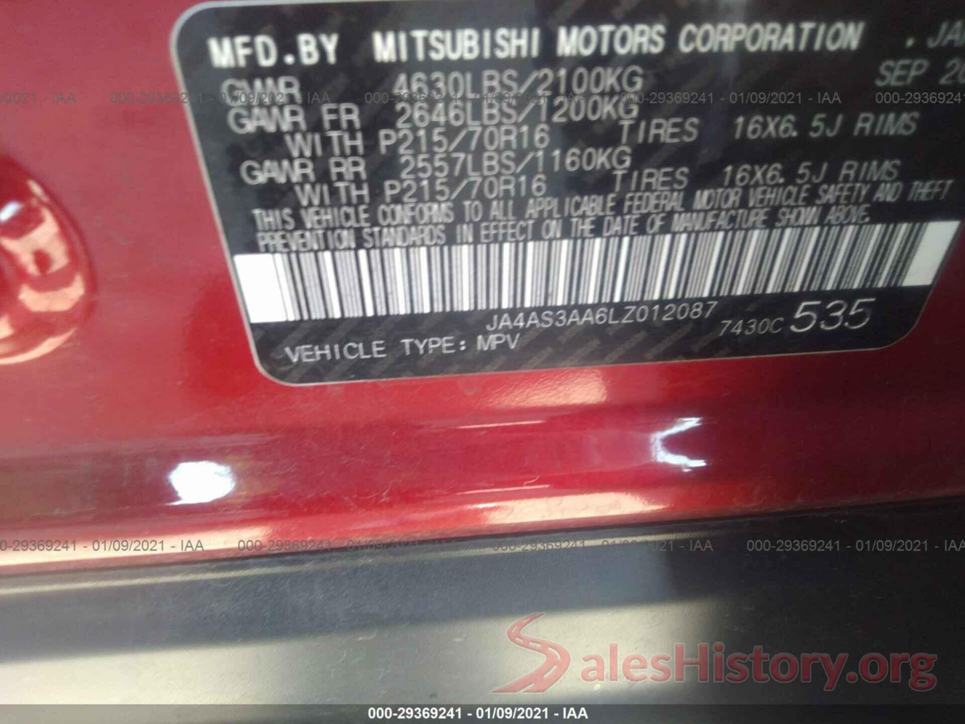 JA4AS3AA6LZ012087 2020 MITSUBISHI ECLIPSE CROSS