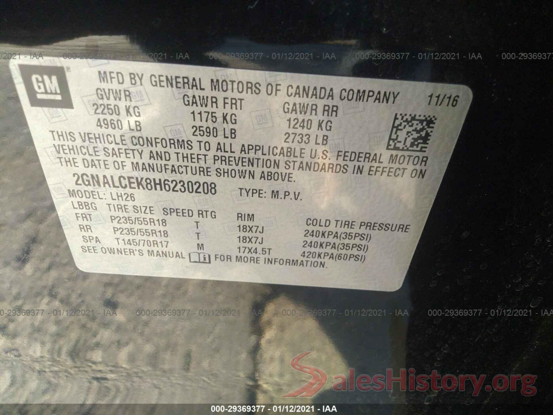 2GNALCEK8H6230208 2017 CHEVROLET EQUINOX