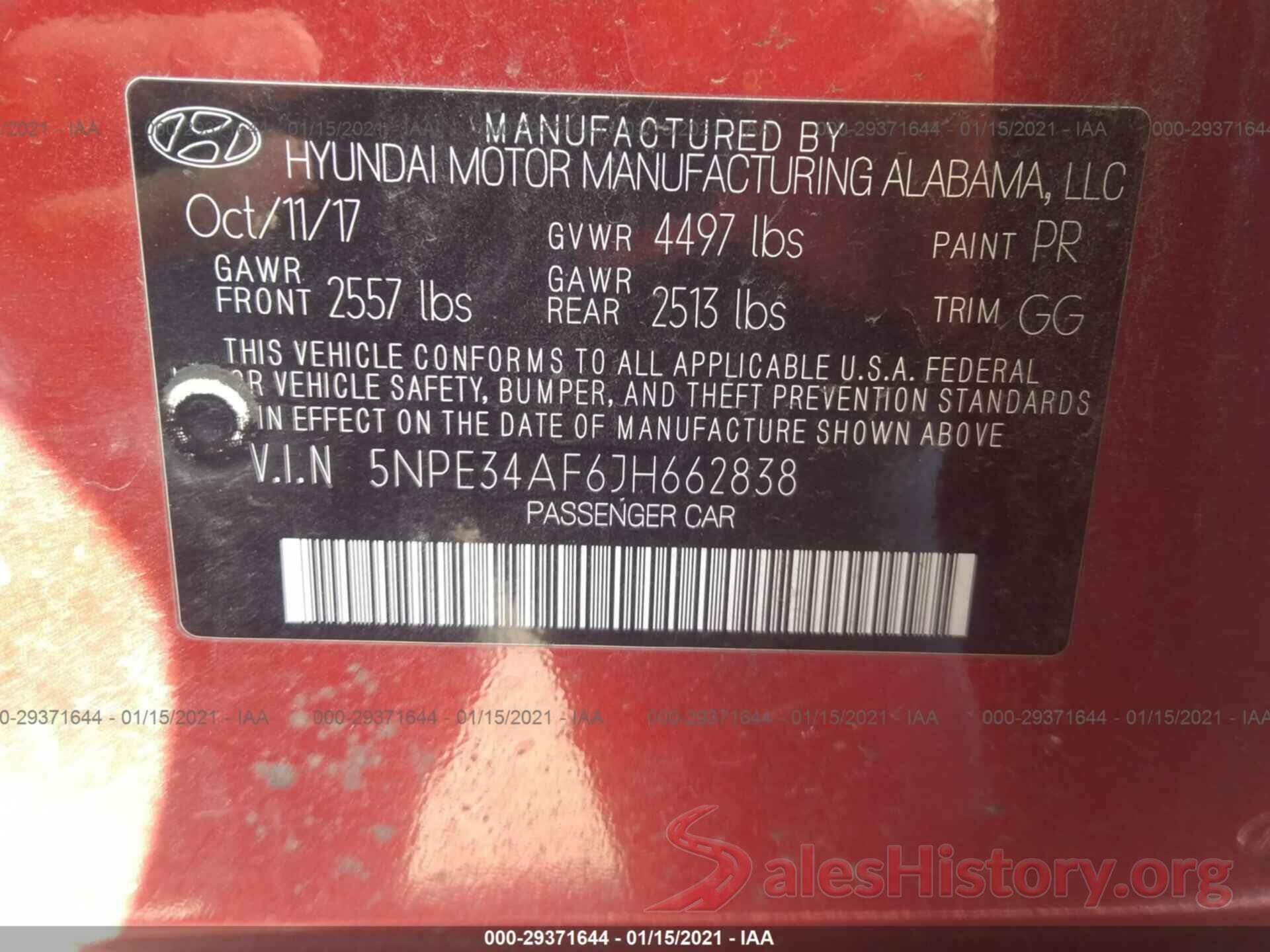 5NPE34AF6JH662838 2018 HYUNDAI SONATA