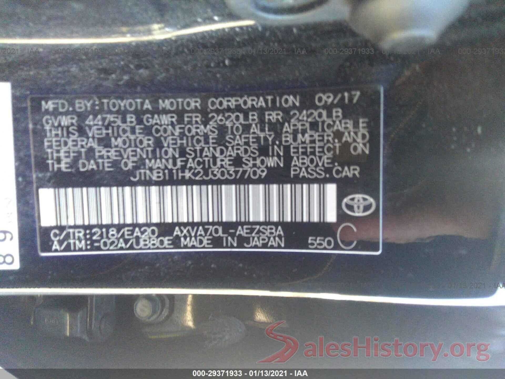 JTNB11HK2J3037709 2018 TOYOTA CAMRY