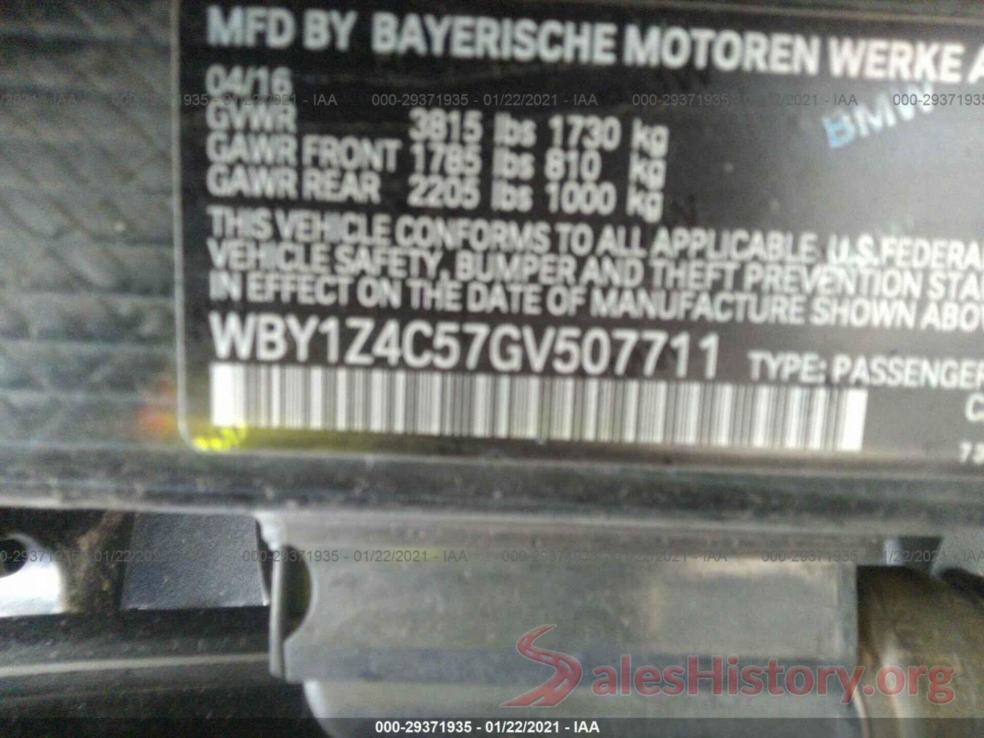 WBY1Z4C57GV507711 2016 BMW I3