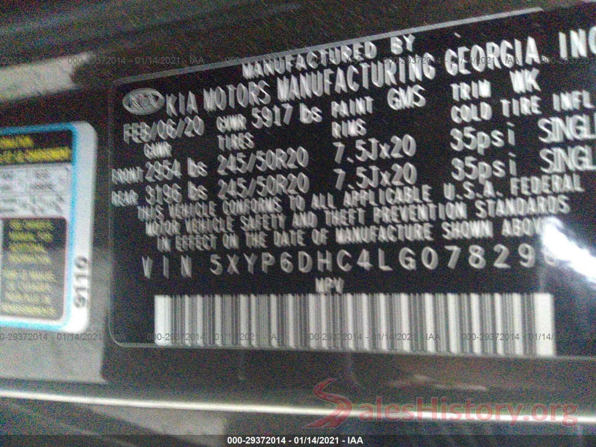 5XYP6DHC4LG078296 2020 KIA TELLURIDE