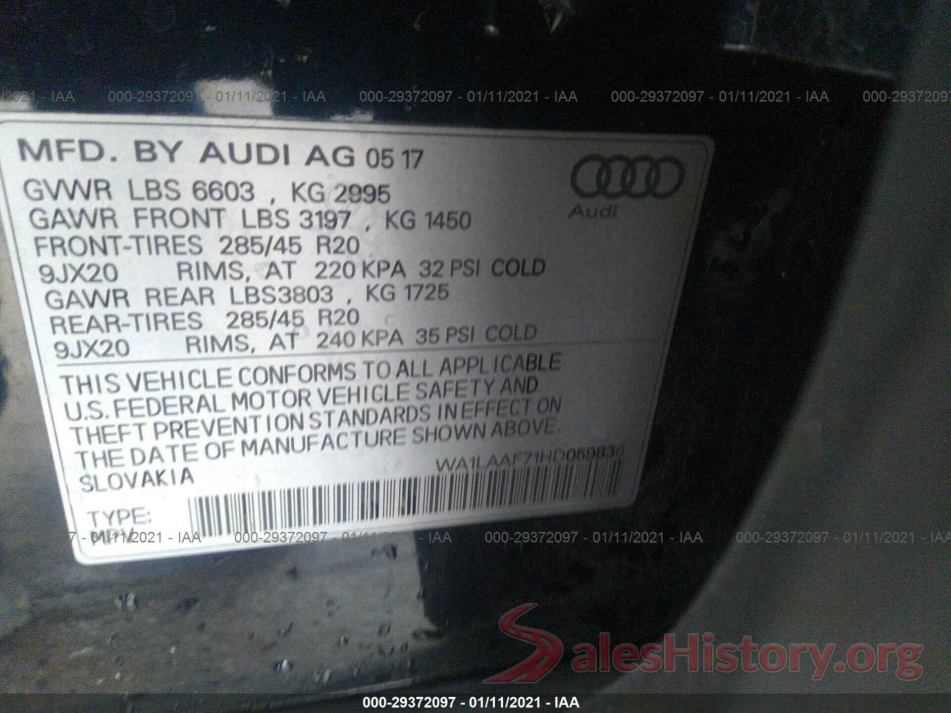 WA1LAAF71HD059836 2017 AUDI Q7