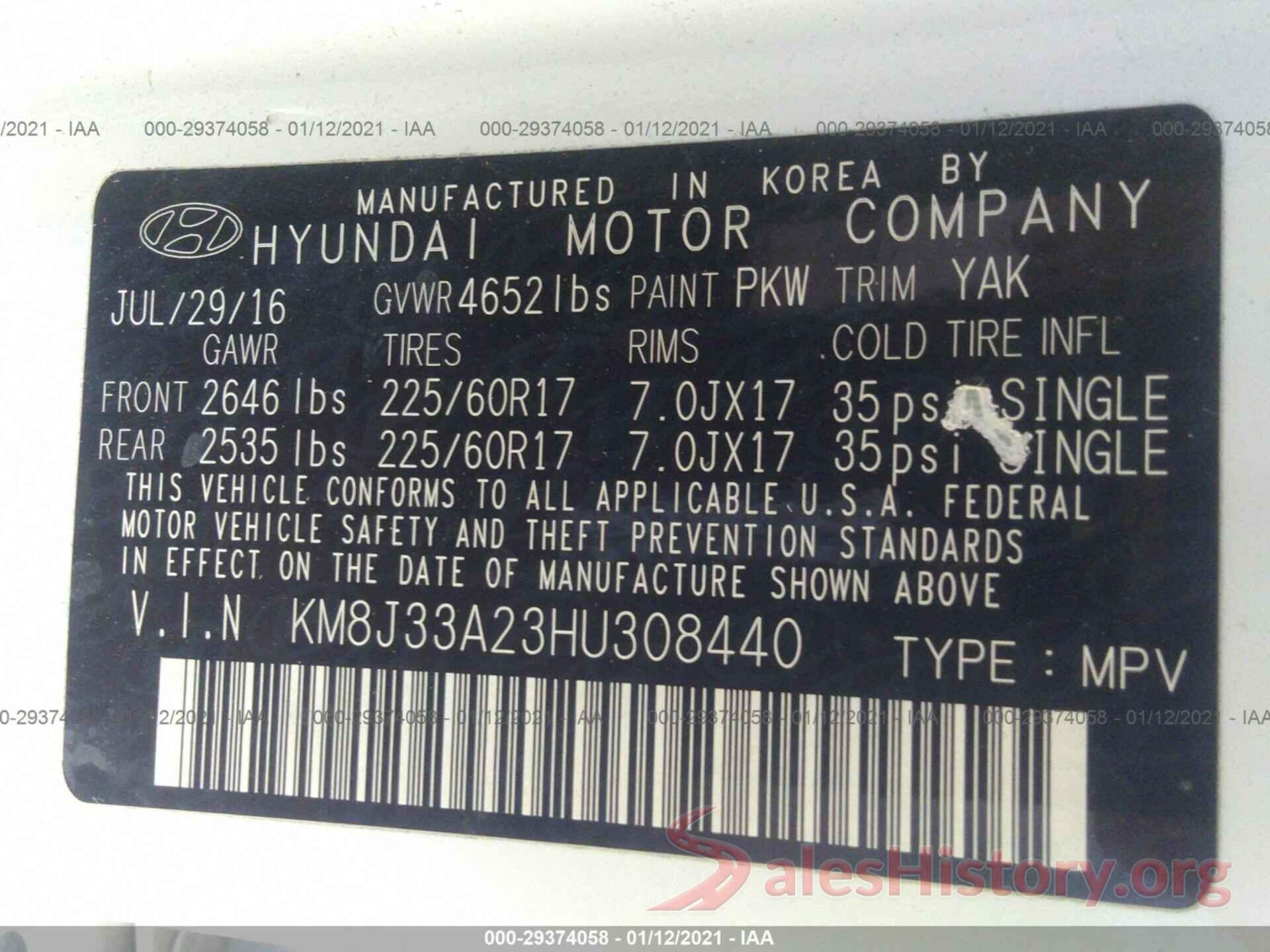 KM8J33A23HU308440 2017 HYUNDAI TUCSON