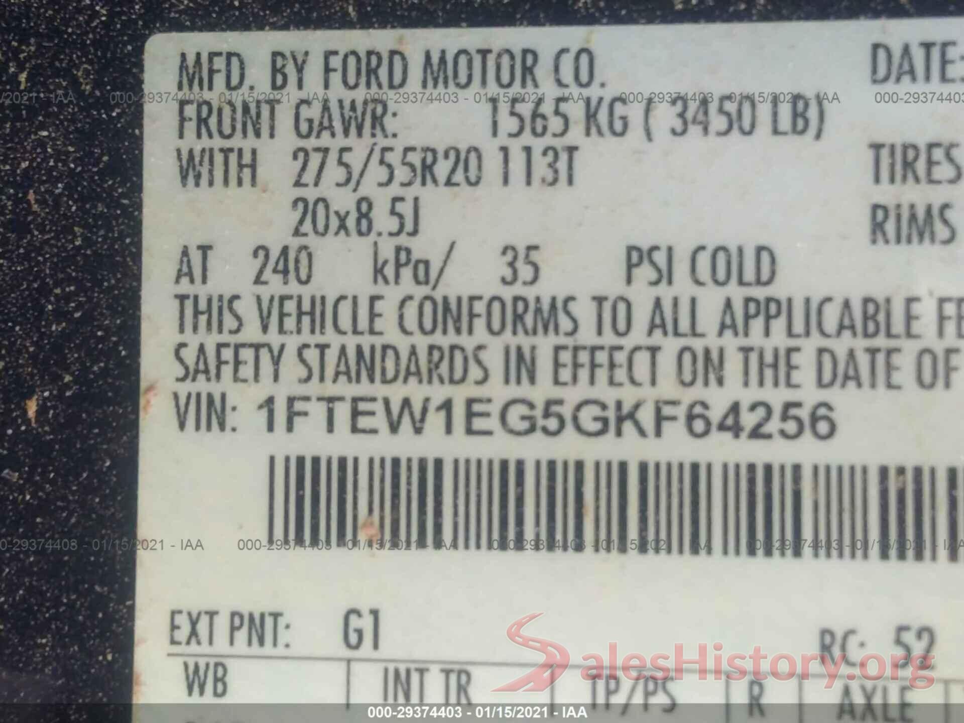 1FTEW1EG5GKF64256 2016 FORD F-150