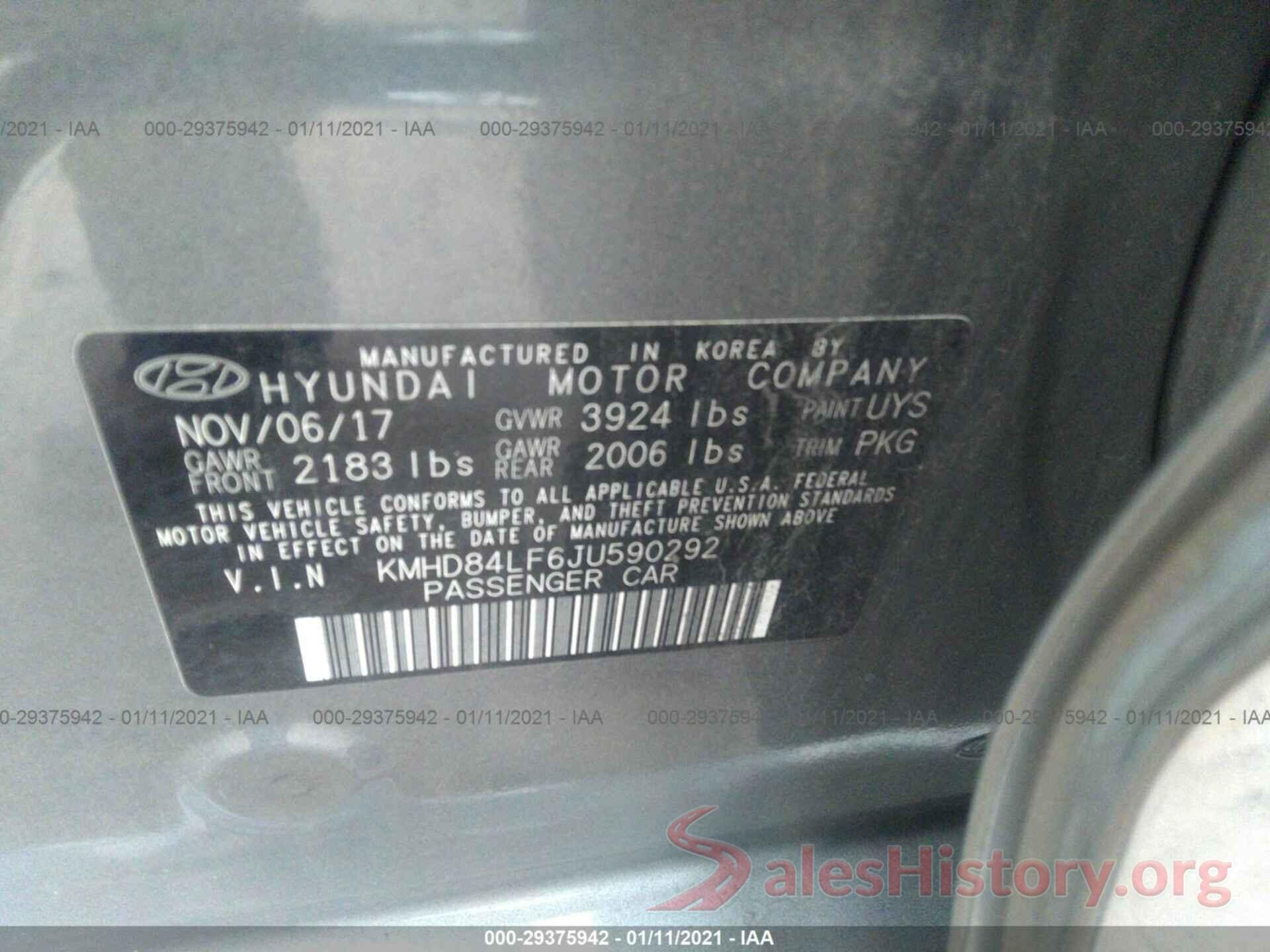 KMHD84LF6JU590292 2018 HYUNDAI ELANTRA