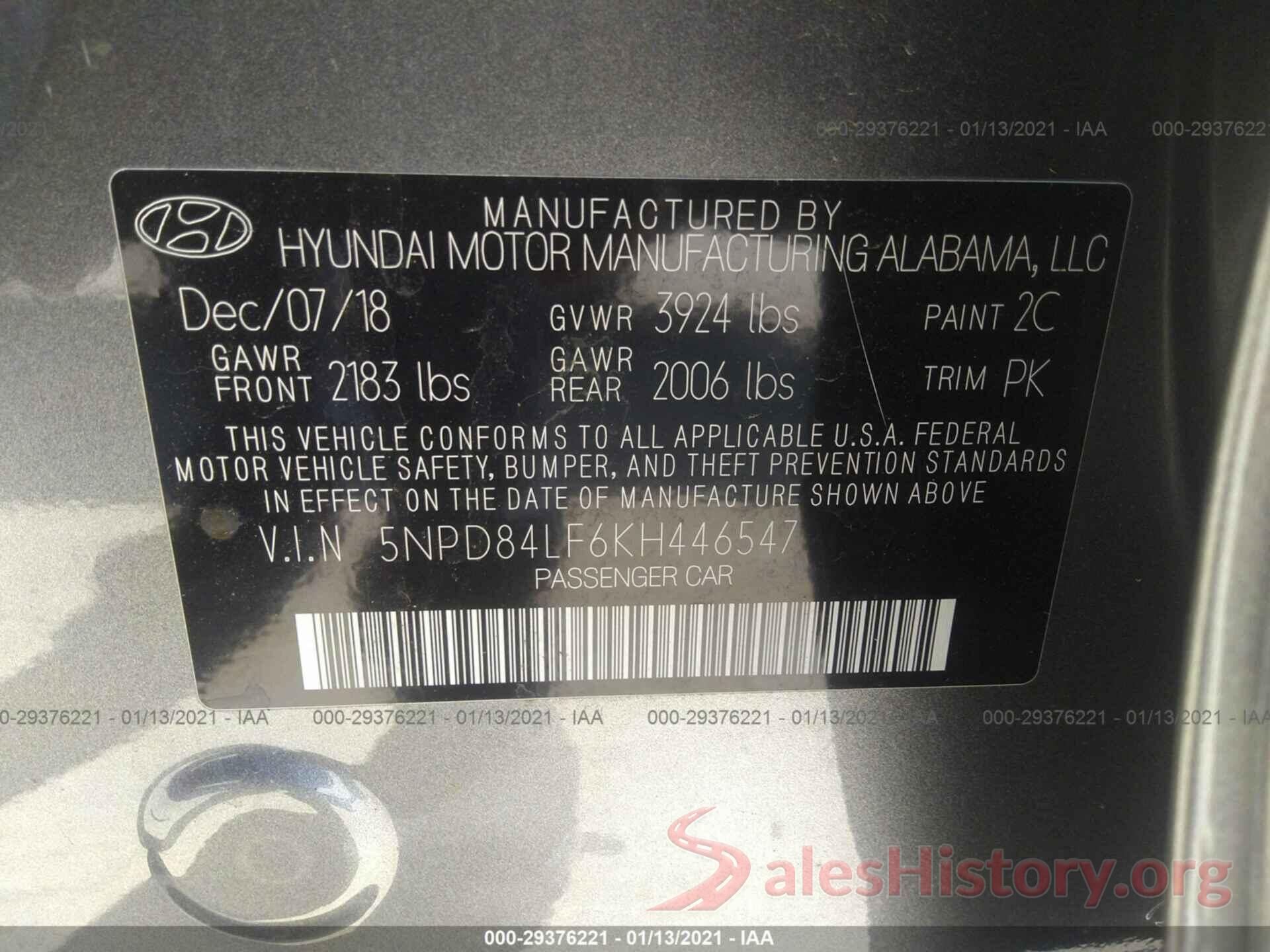 5NPD84LF6KH446547 2019 HYUNDAI ELANTRA