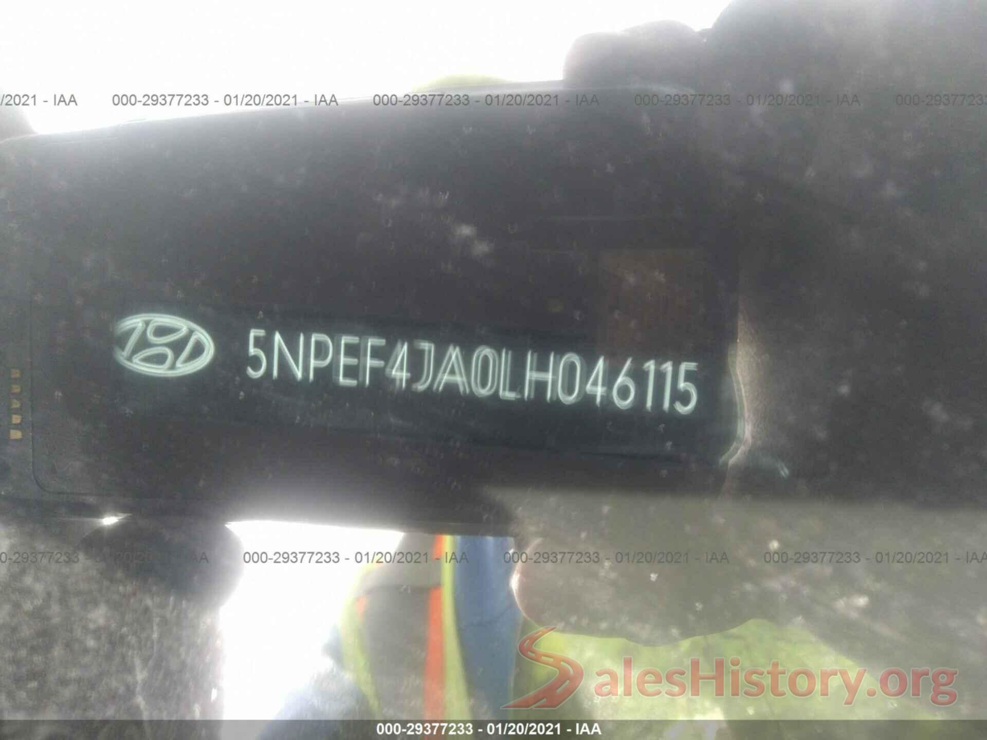 5NPEF4JA0LH046115 2020 HYUNDAI SONATA