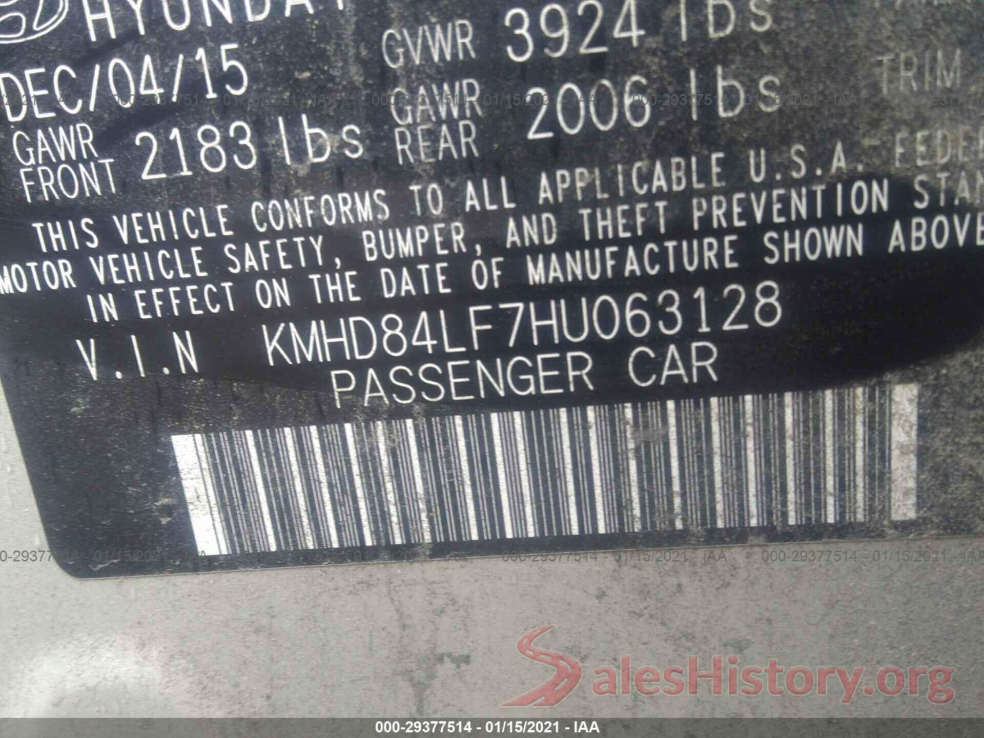 KMHD84LF7HU063128 2017 HYUNDAI ELANTRA