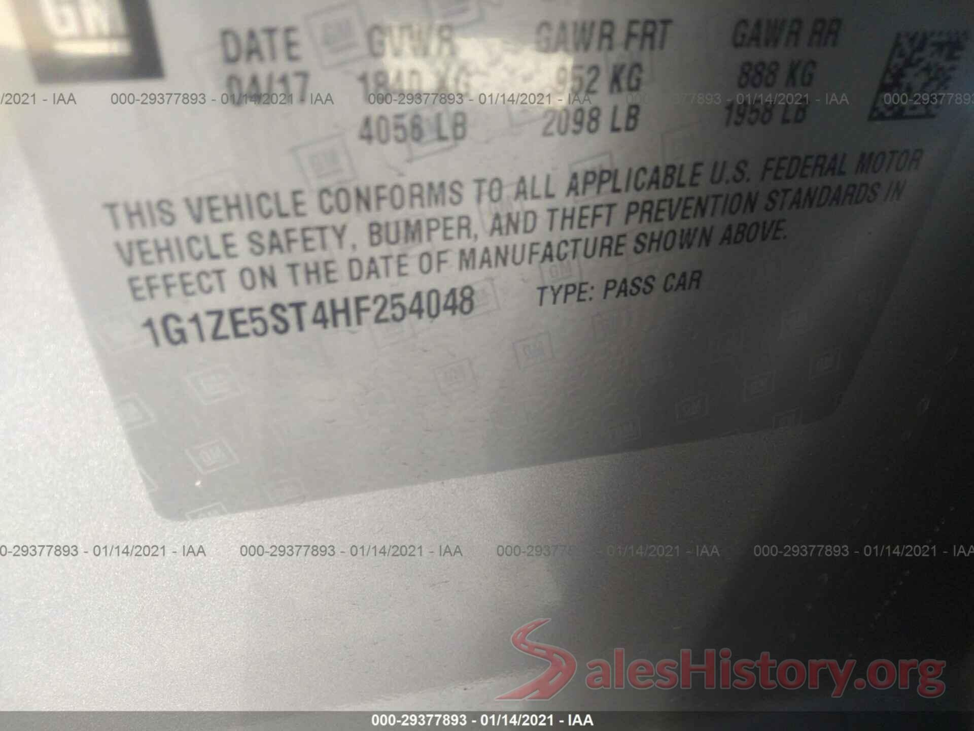 1G1ZE5ST4HF254048 2017 CHEVROLET MALIBU