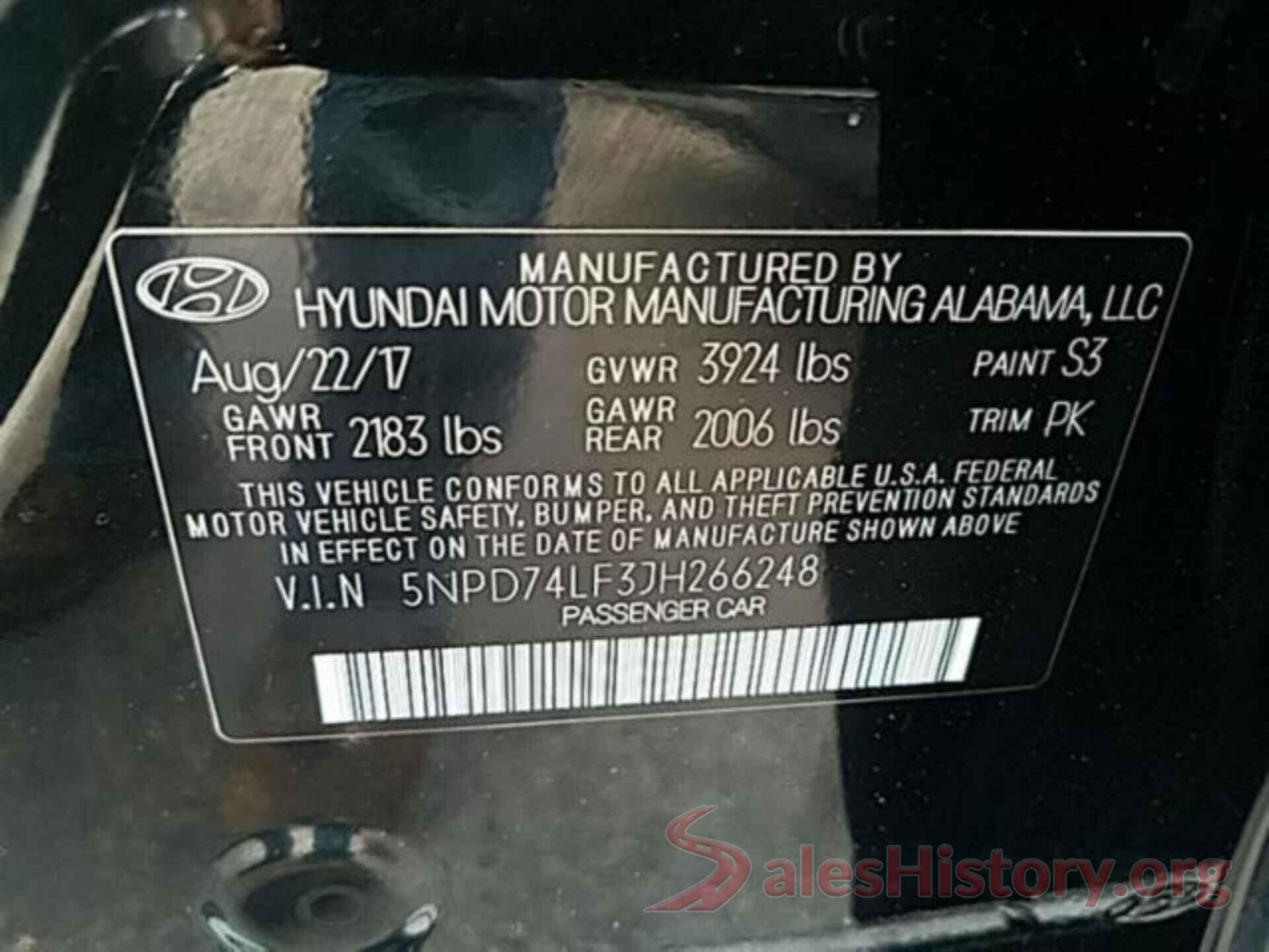 5NPD74LF3JH266248 2018 HYUNDAI ELANTRA