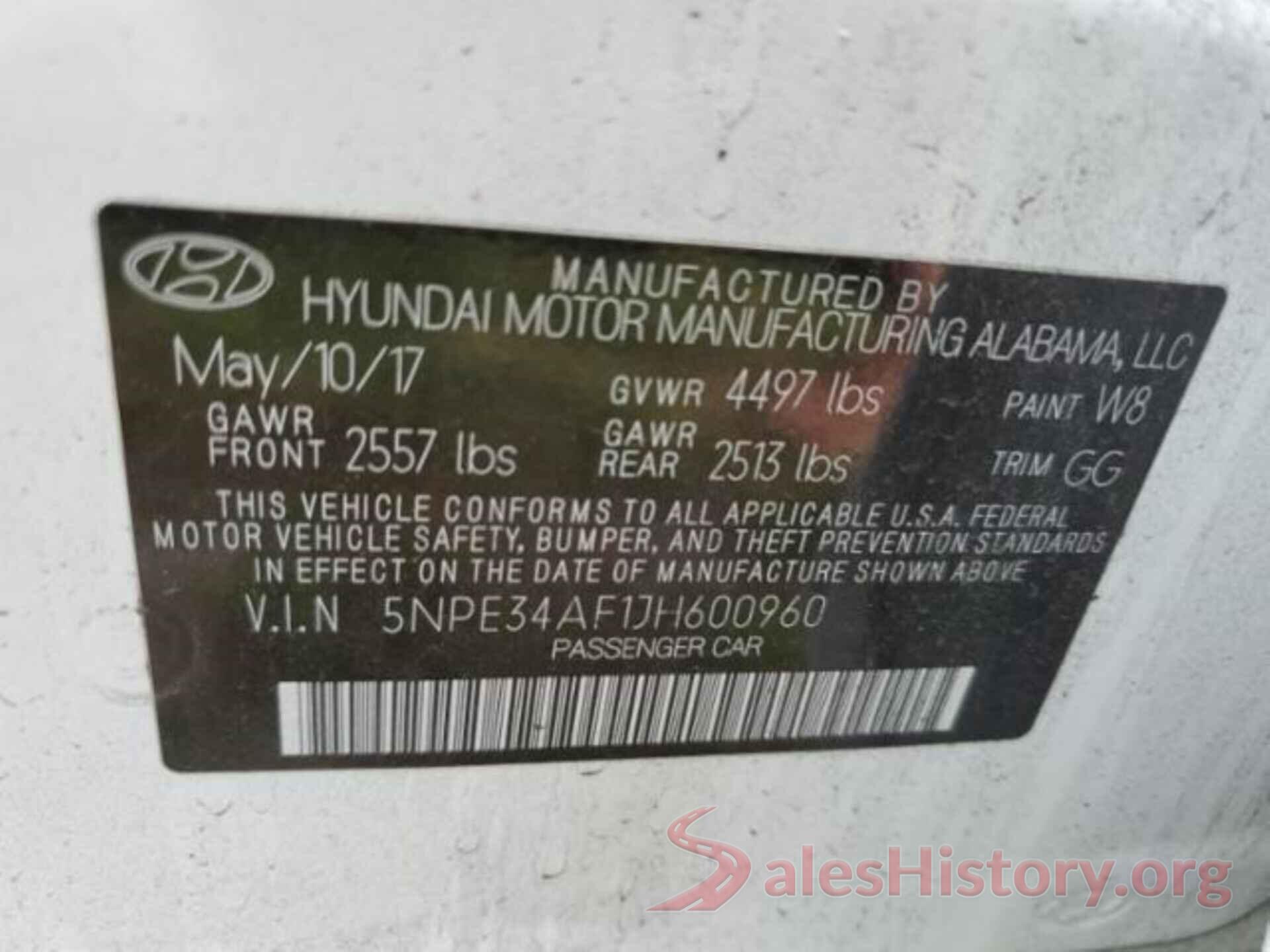 5NPE34AF1JH600960 2018 HYUNDAI SONATA