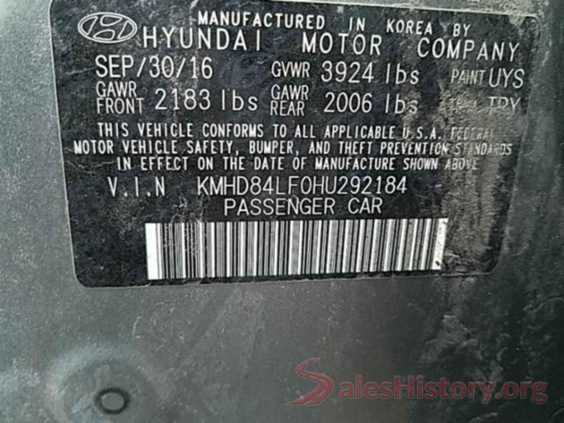 KMHD84LF0HU292184 2017 HYUNDAI ELANTRA