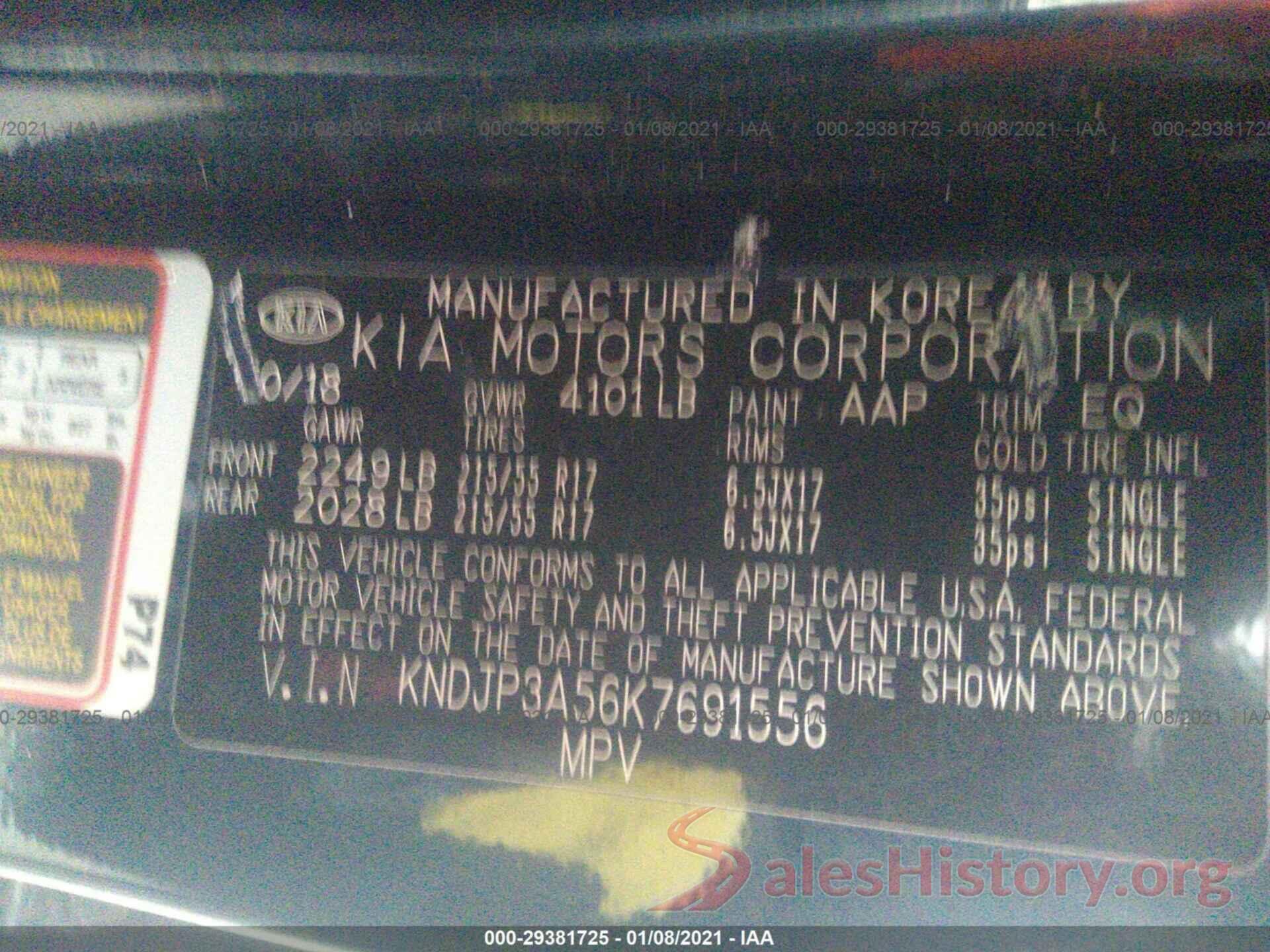 KNDJP3A56K7691556 2019 KIA SOUL