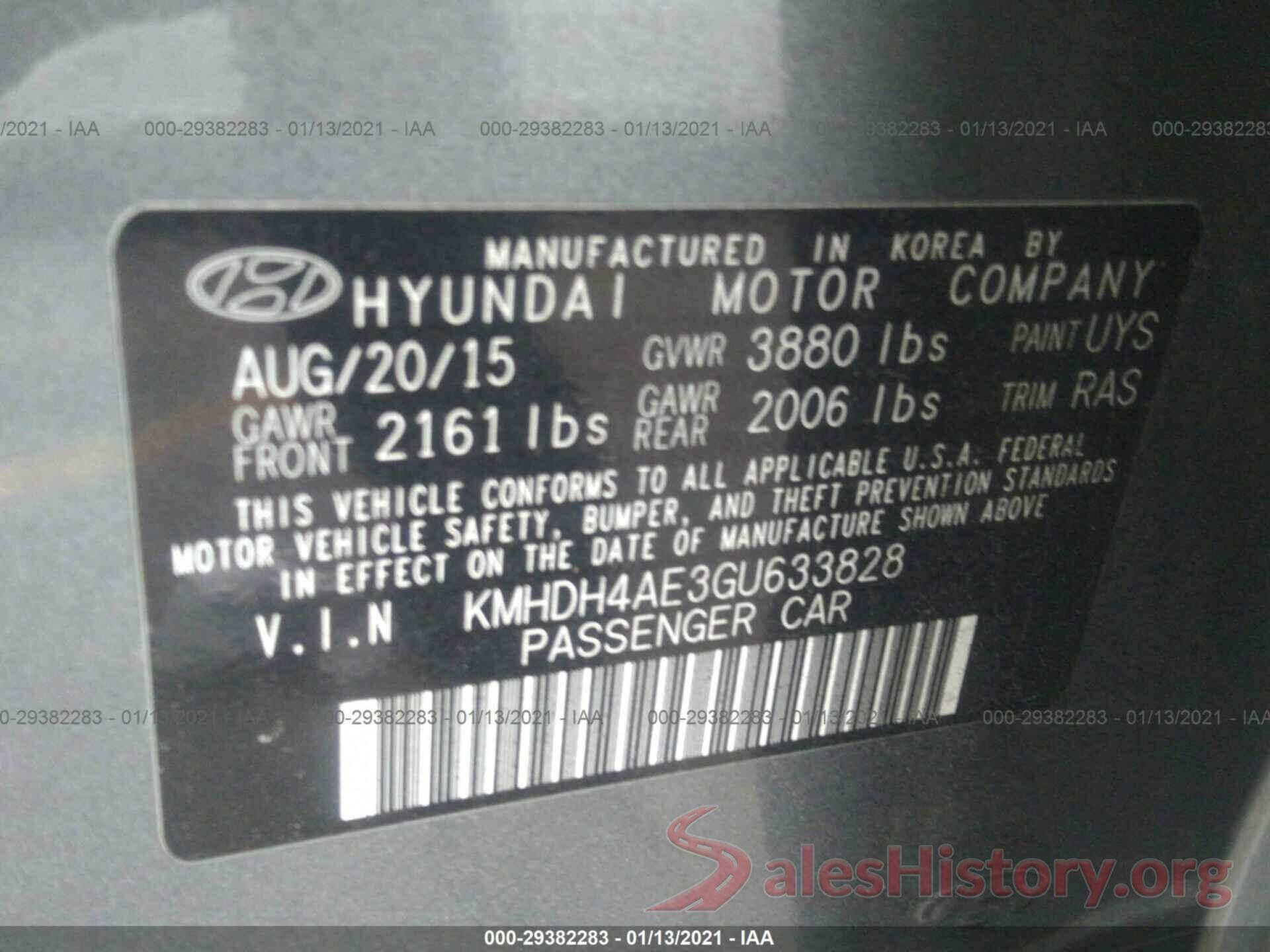 KMHDH4AE3GU633828 2016 HYUNDAI ELANTRA