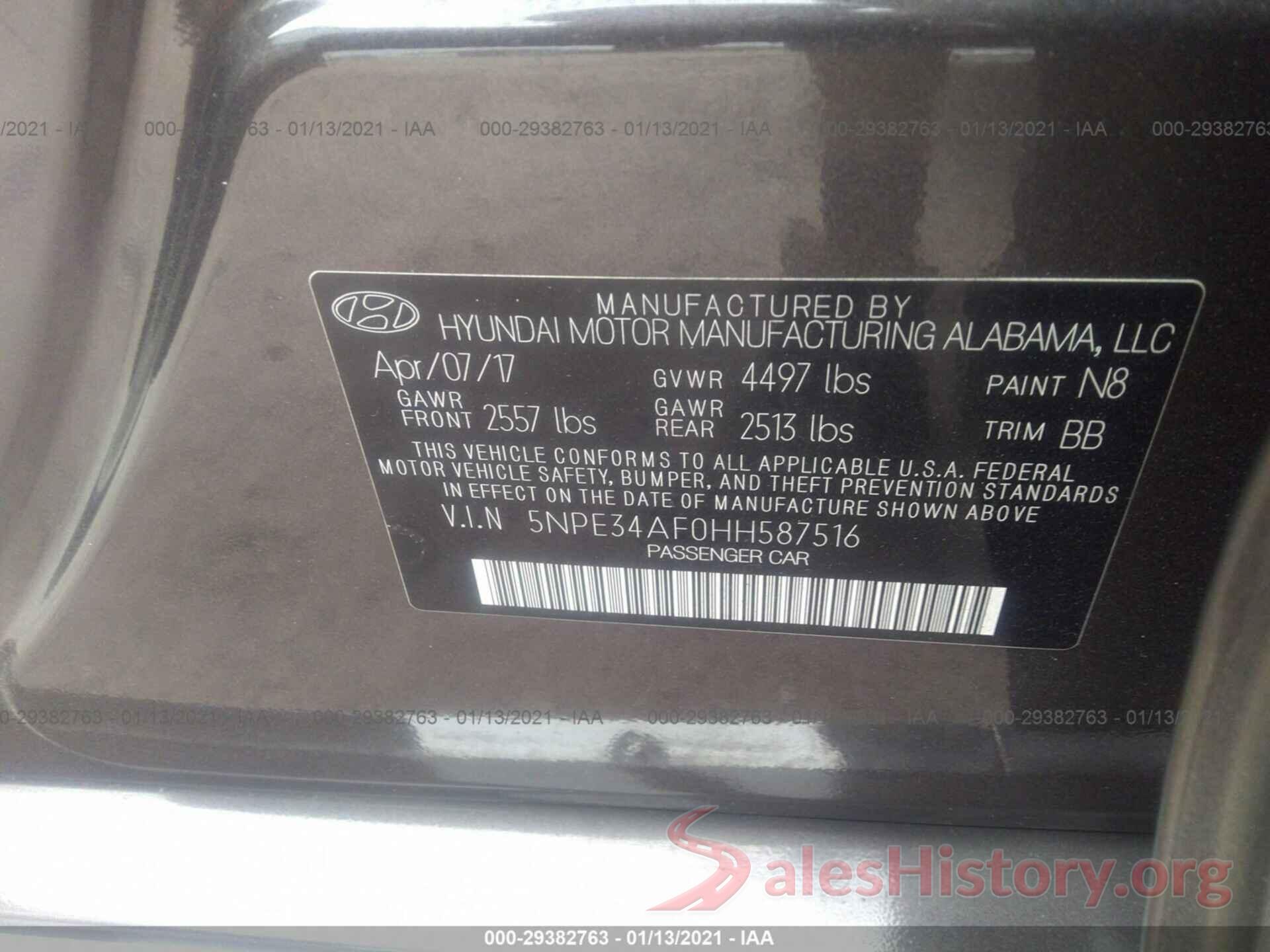 5NPE34AF0HH587516 2017 HYUNDAI SONATA