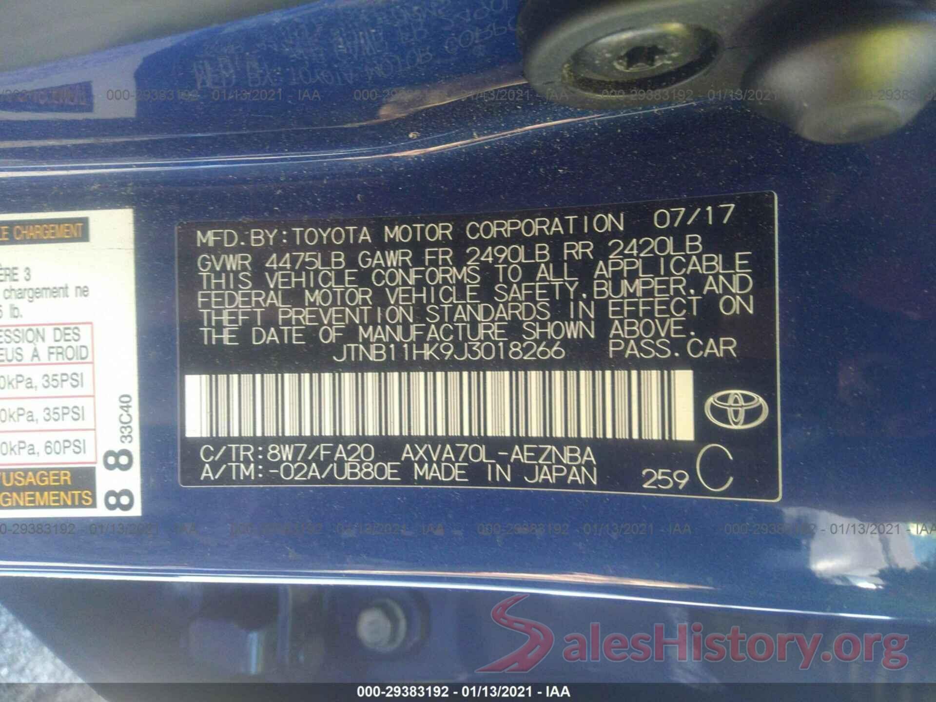 JTNB11HK9J3018266 2018 TOYOTA CAMRY