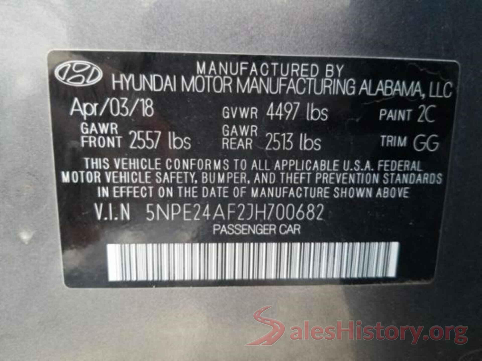 5NPE24AF2JH700682 2018 HYUNDAI SONATA