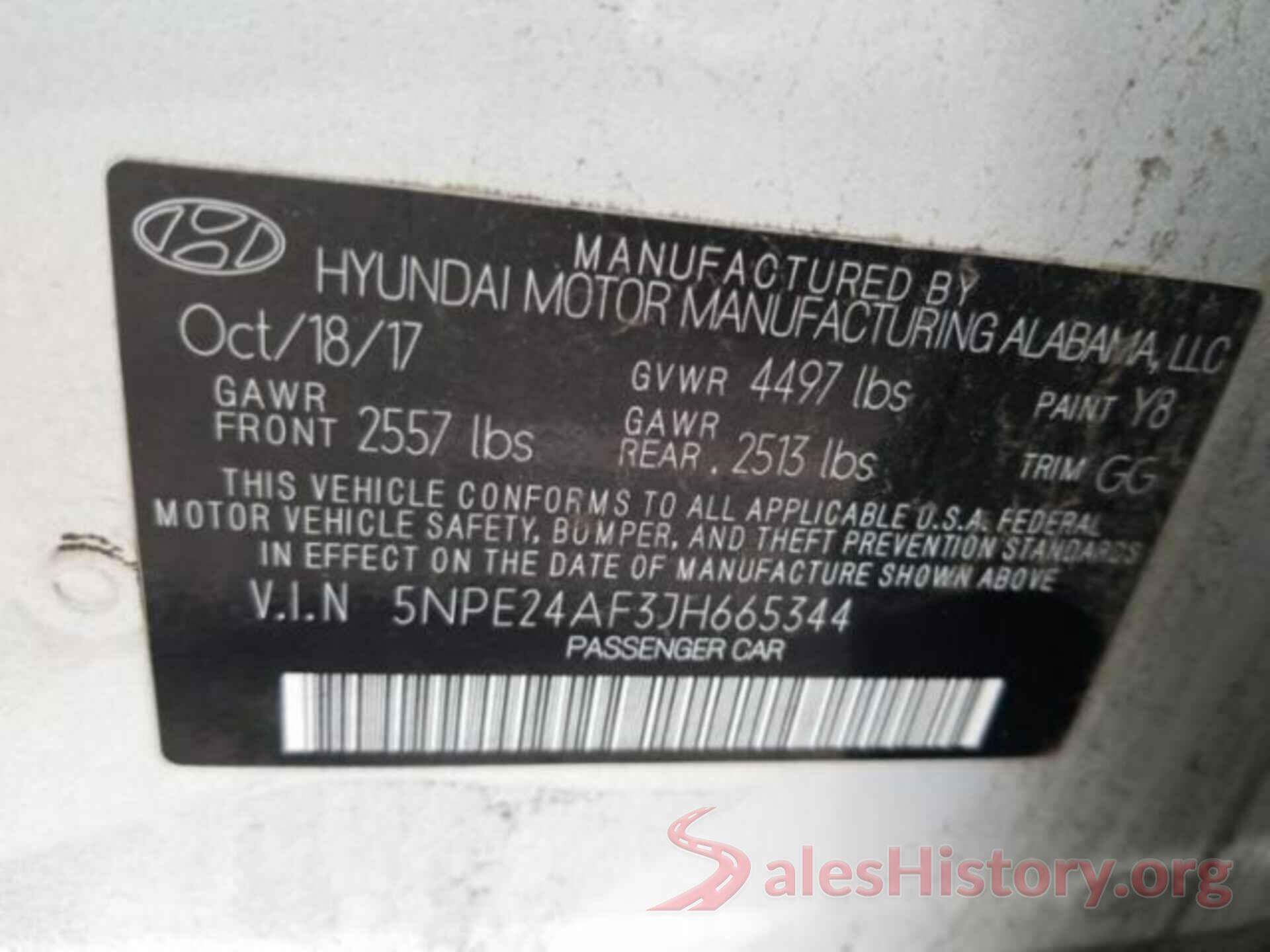 5NPE24AF3JH665344 2018 HYUNDAI SONATA