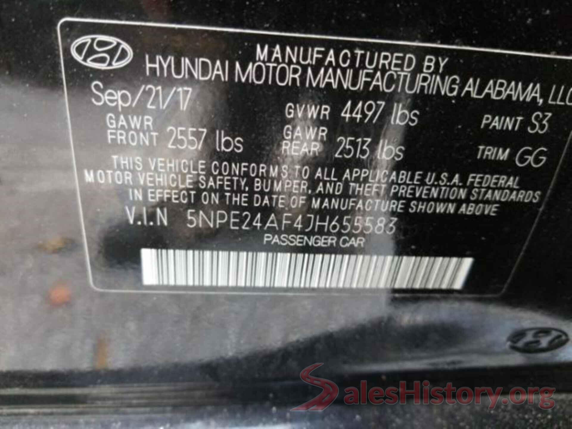 5NPE24AF4JH655583 2018 HYUNDAI SONATA