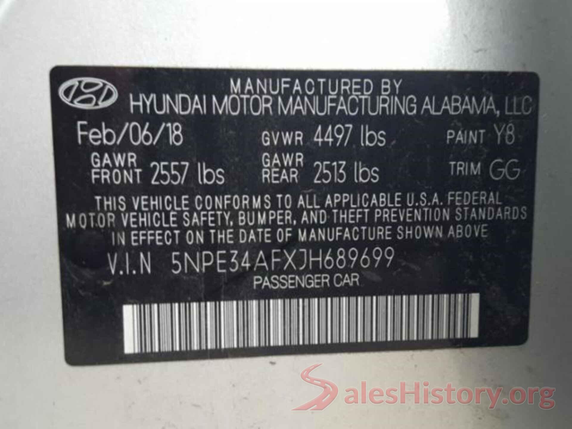 5NPE34AFXJH689699 2018 HYUNDAI SONATA