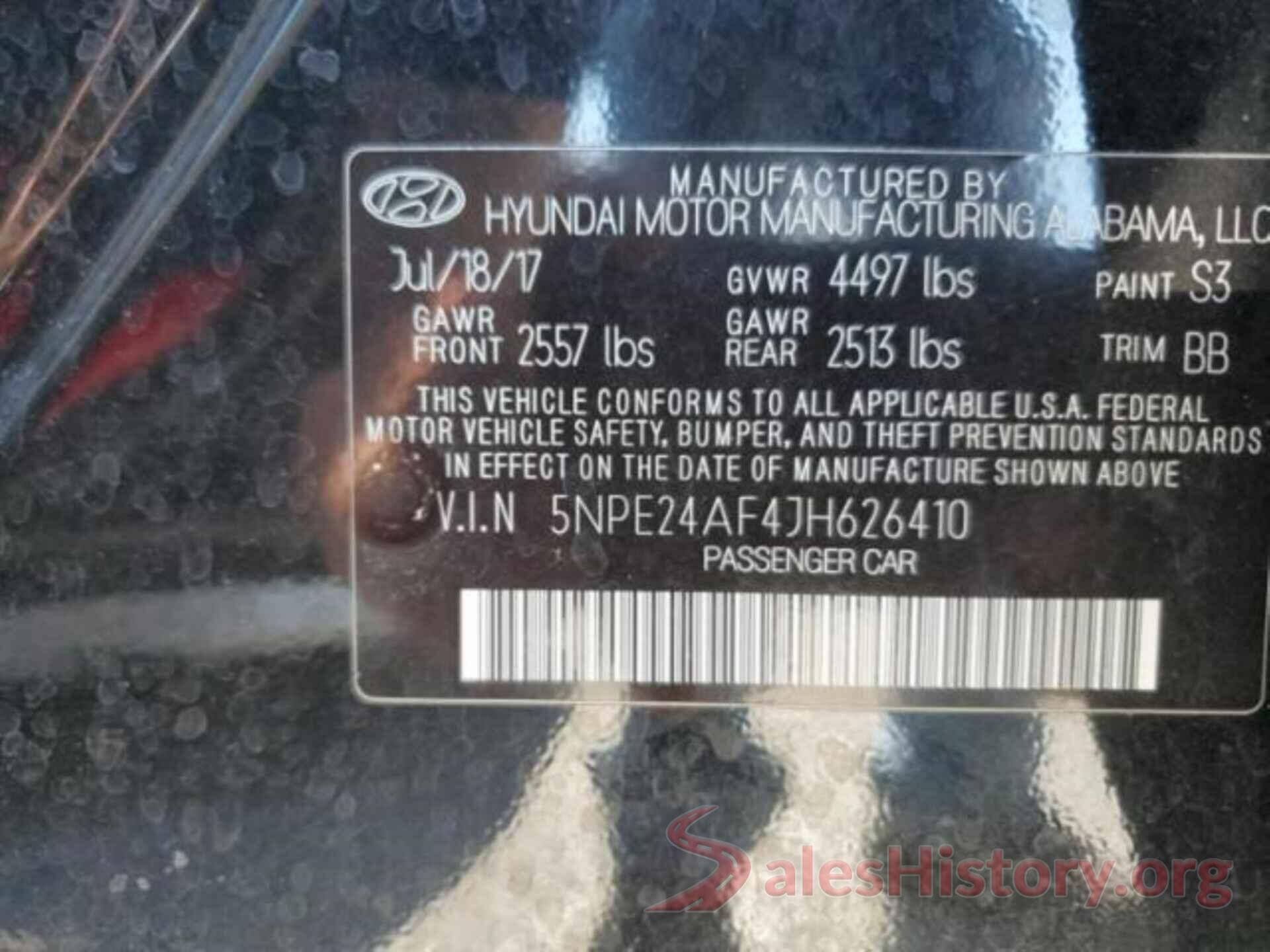 5NPE24AF4JH626410 2018 HYUNDAI SONATA