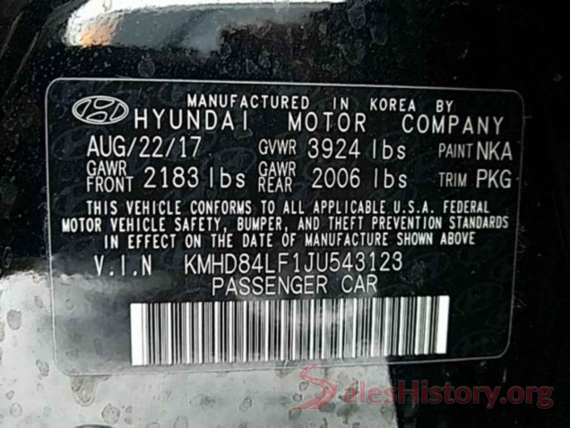 KMHD84LF1JU543123 2018 HYUNDAI ELANTRA