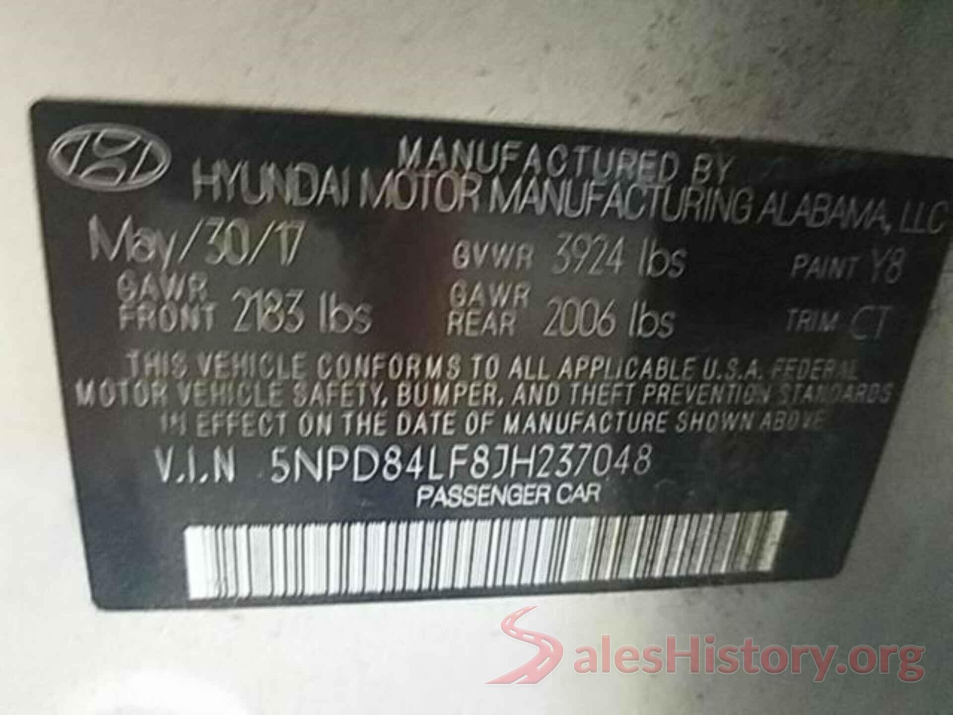 5NPD84LF8JH237048 2018 HYUNDAI ELANTRA