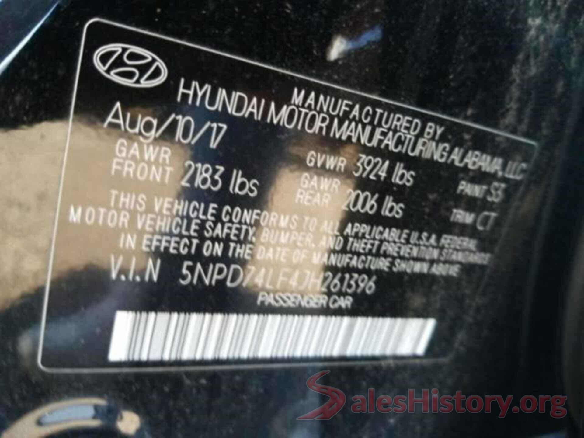 5NPD74LF4JH261396 2018 HYUNDAI ELANTRA