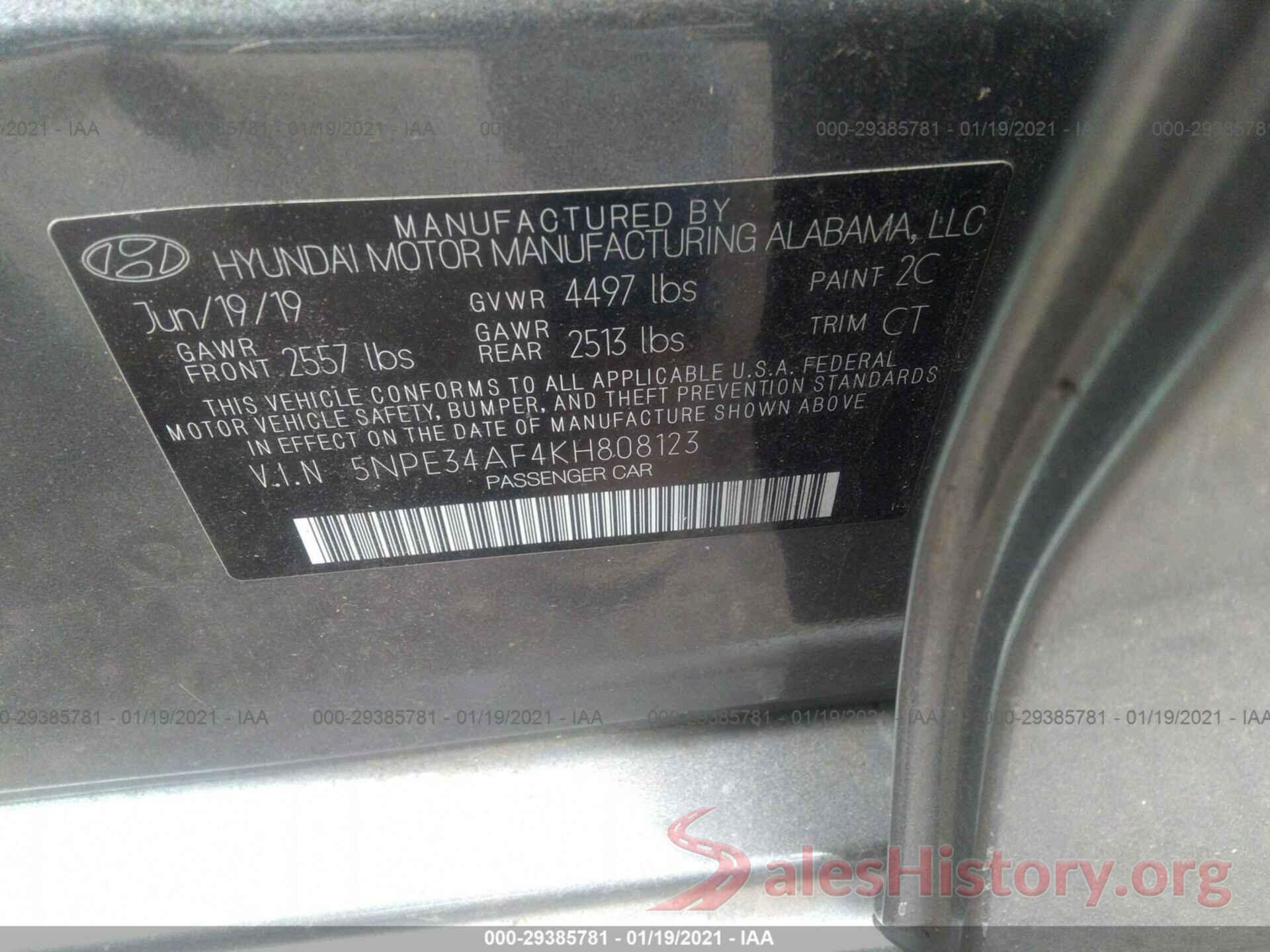 5NPE34AF4KH808123 2019 HYUNDAI SONATA