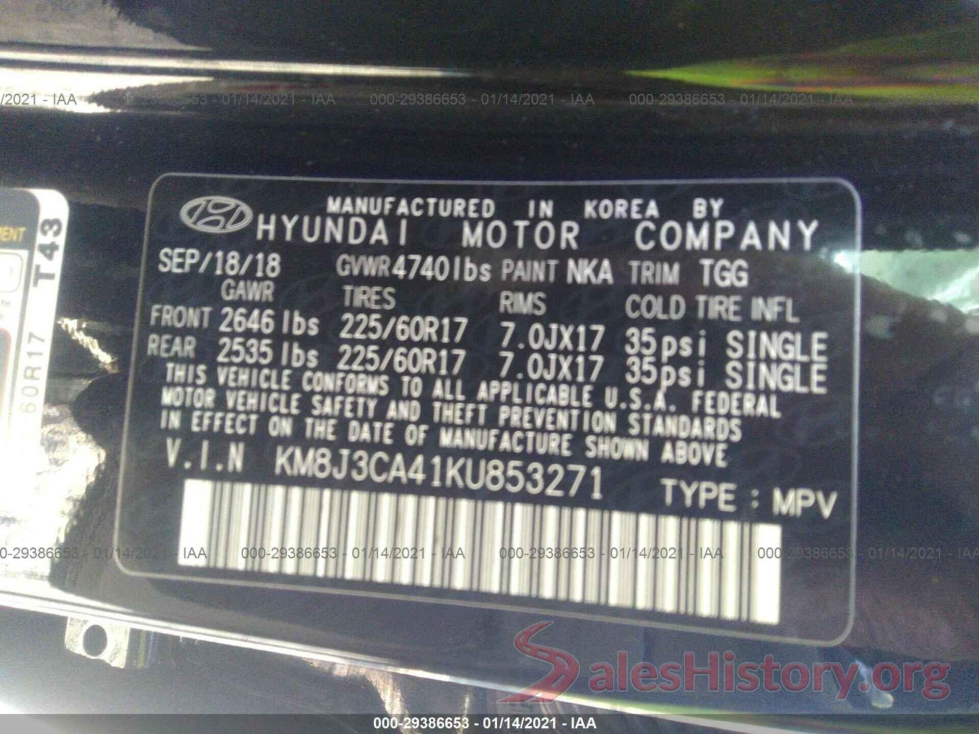 KM8J3CA41KU853271 2019 HYUNDAI TUCSON