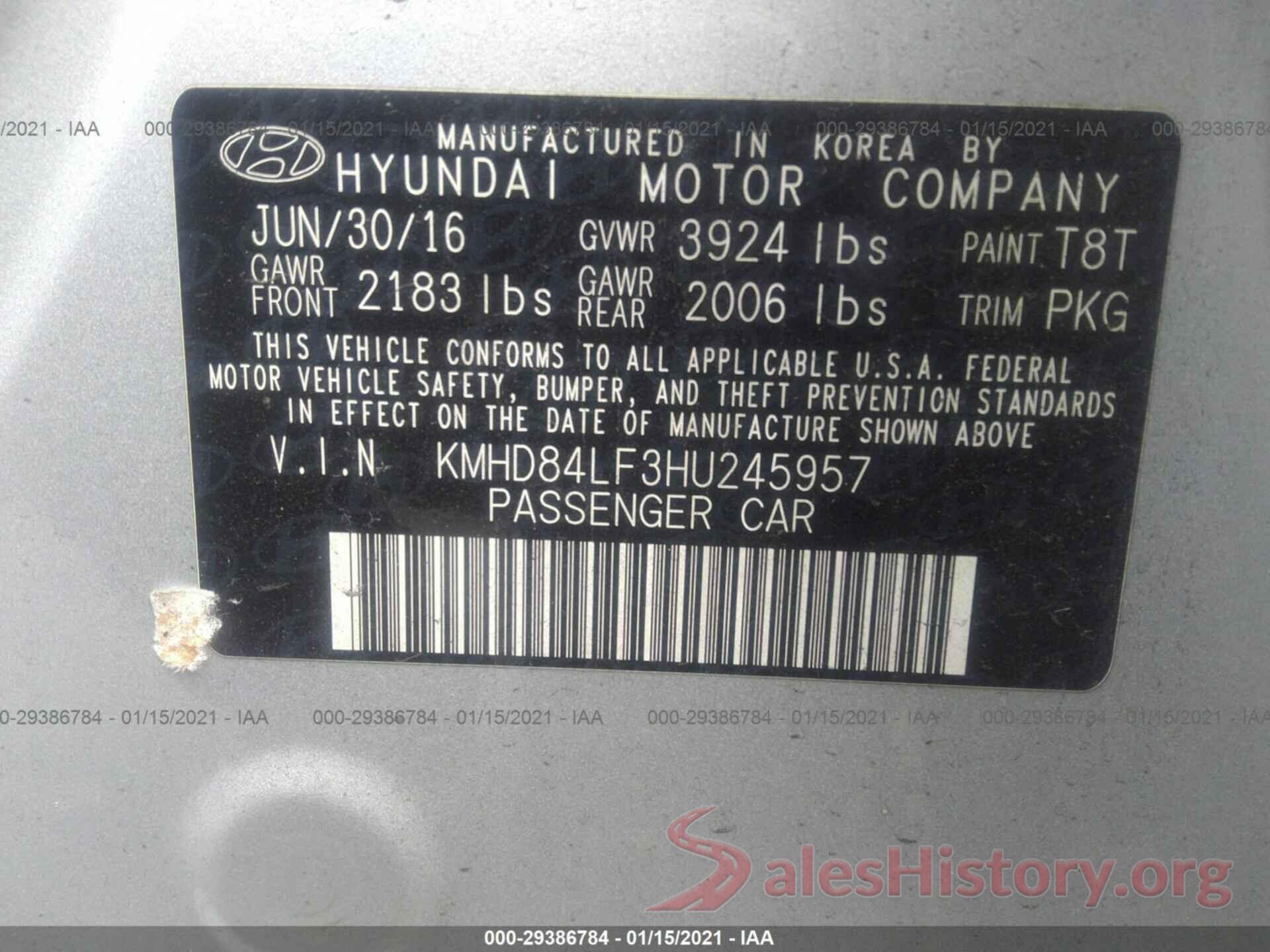 KMHD84LF3HU245957 2017 HYUNDAI ELANTRA