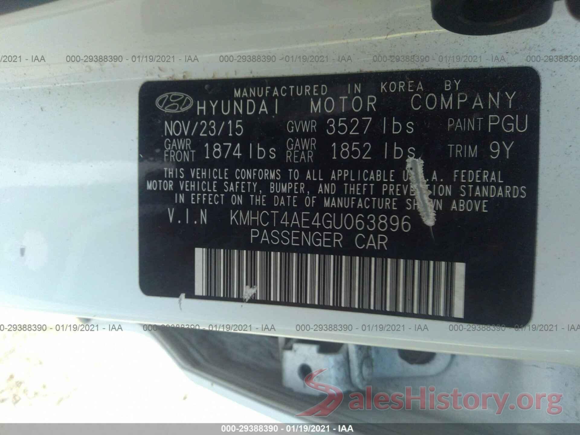 KMHCT4AE4GU063896 2016 HYUNDAI ACCENT