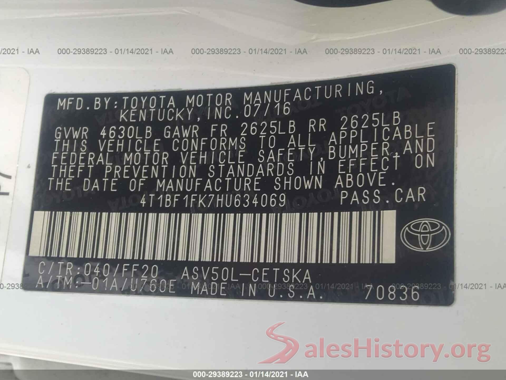 4T1BF1FK7HU634069 2017 TOYOTA CAMRY