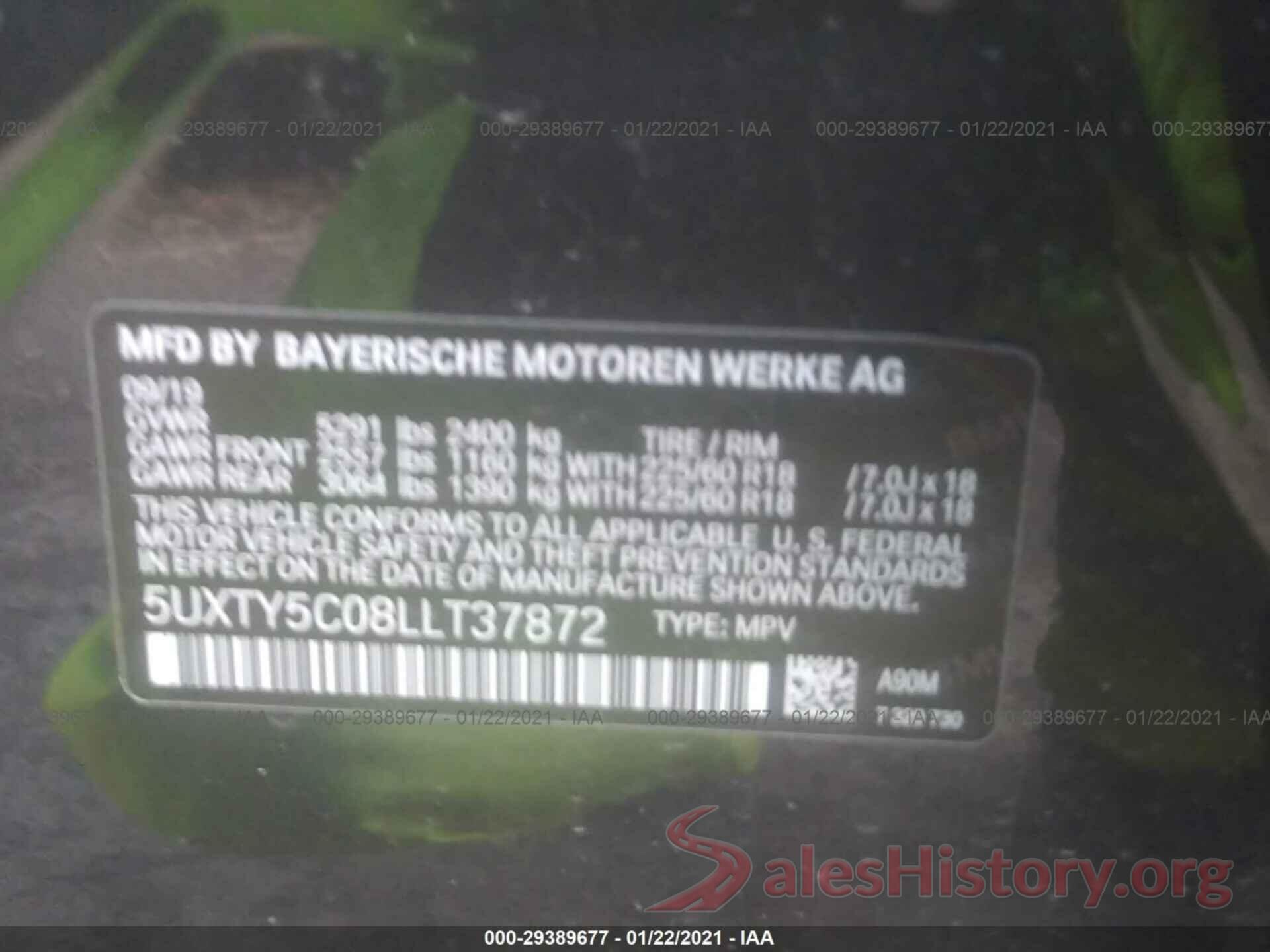 5UXTY5C08LLT37872 2020 BMW X3