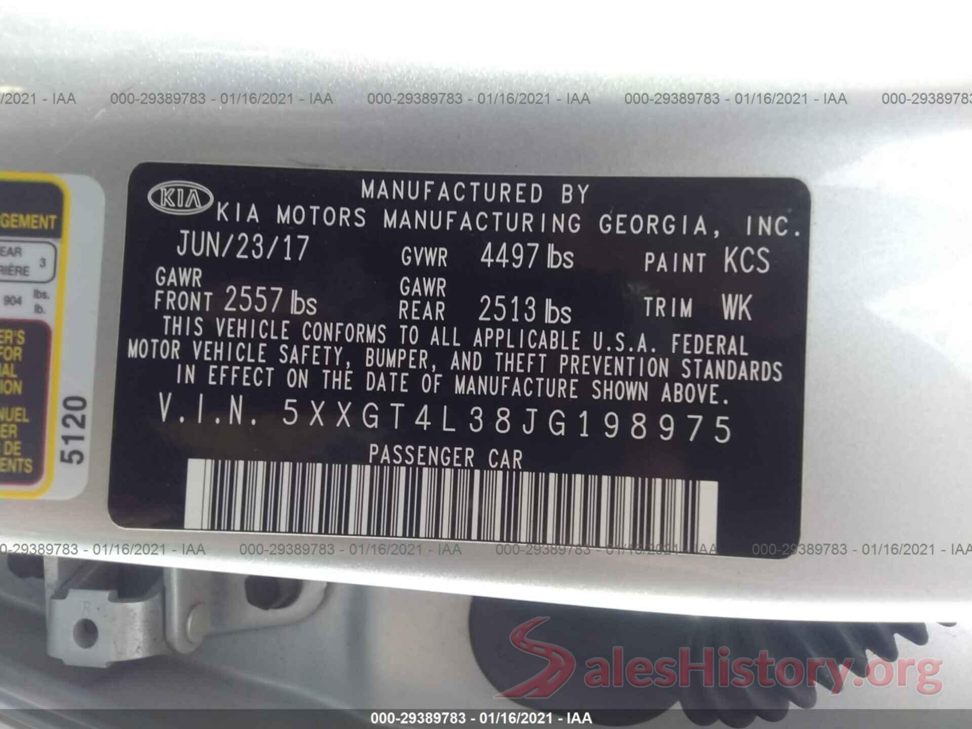 5XXGT4L38JG198975 2018 KIA OPTIMA