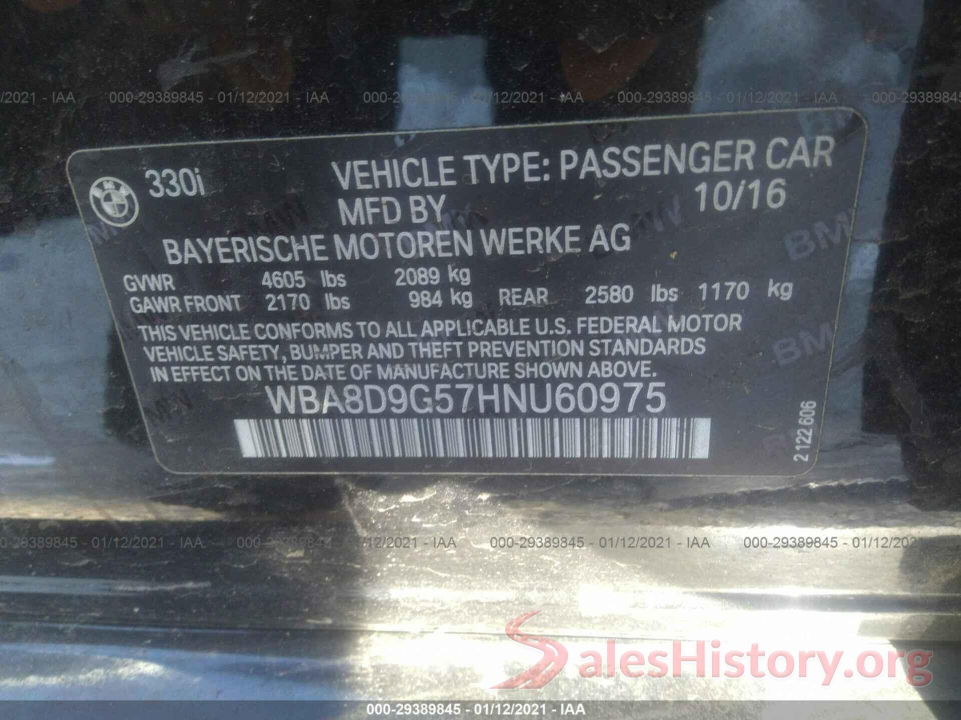 WBA8D9G57HNU60975 2017 BMW 3 SERIES