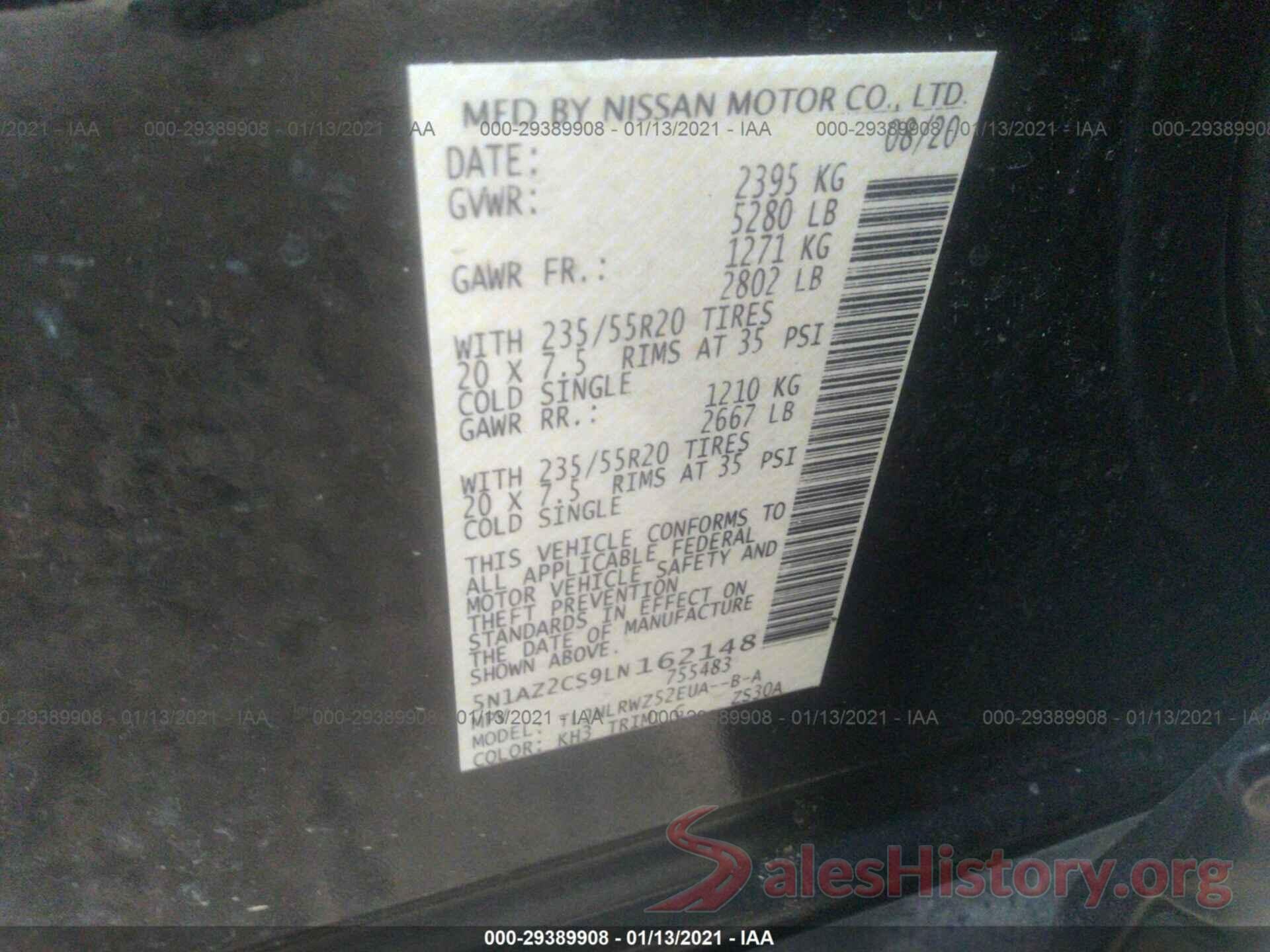 5N1AZ2CS9LN162148 2020 NISSAN MURANO