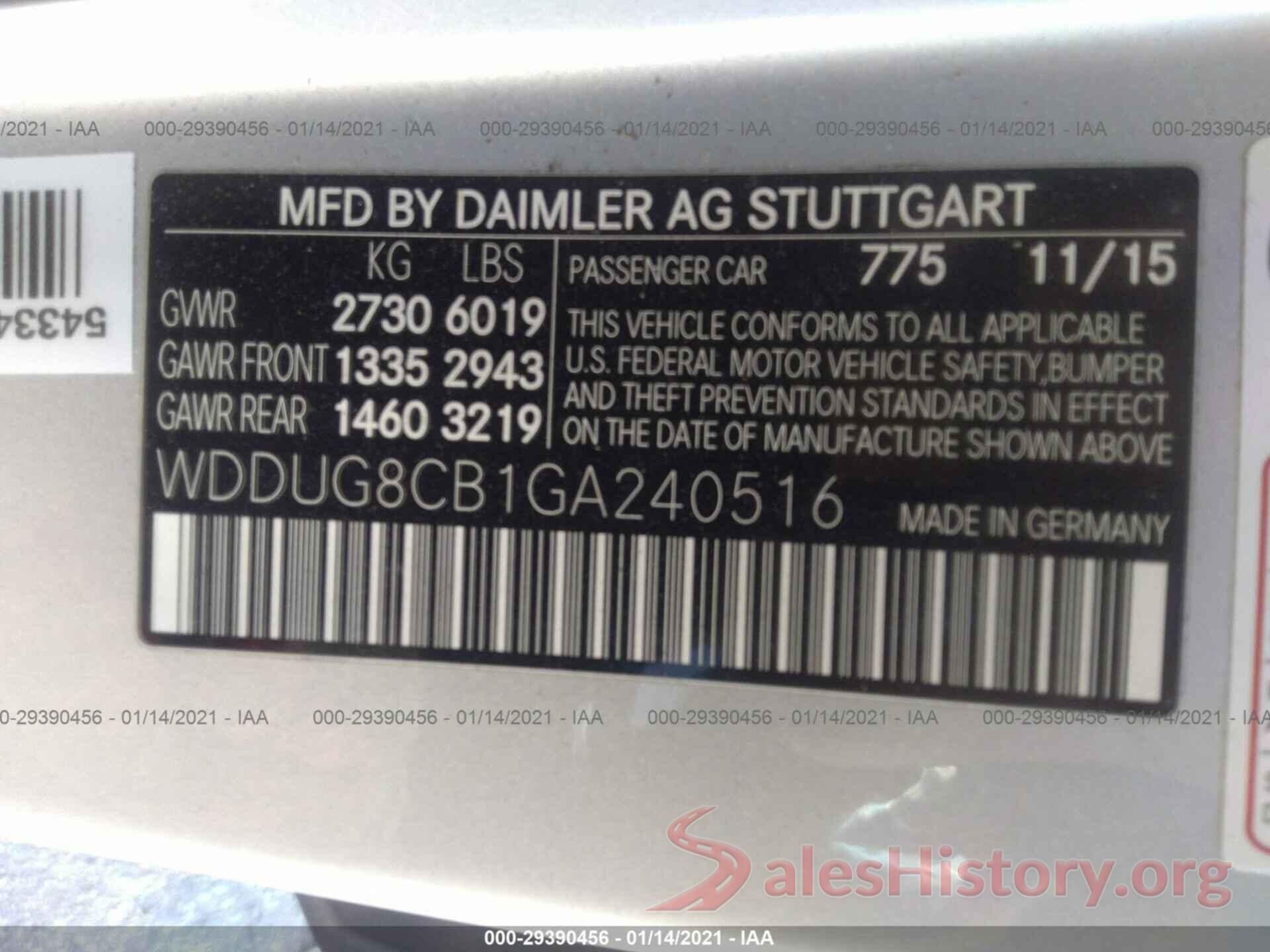 WDDUG8CB1GA240516 2016 MERCEDES-BENZ S-CLASS