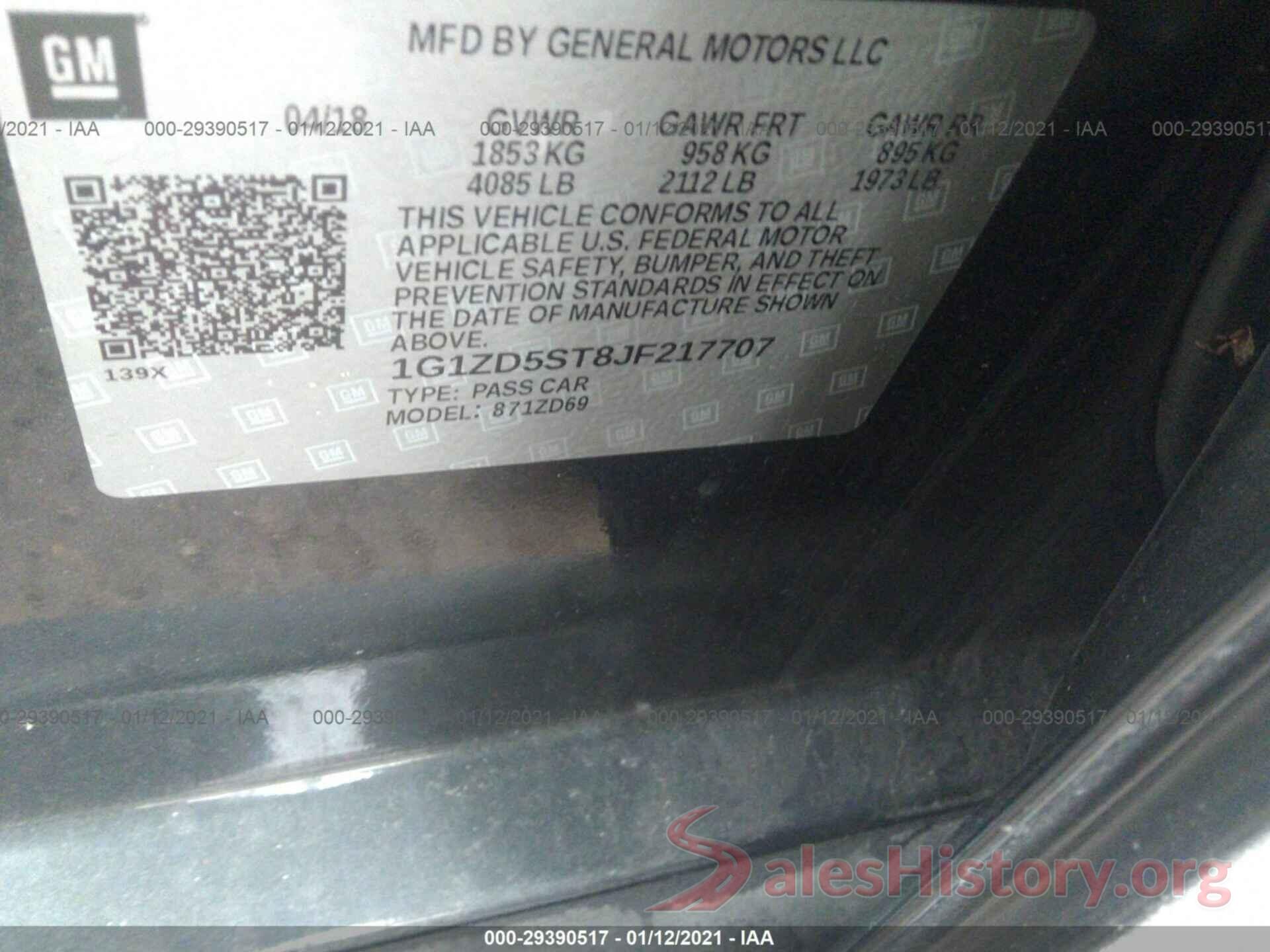 1G1ZD5ST8JF217707 2018 CHEVROLET MALIBU