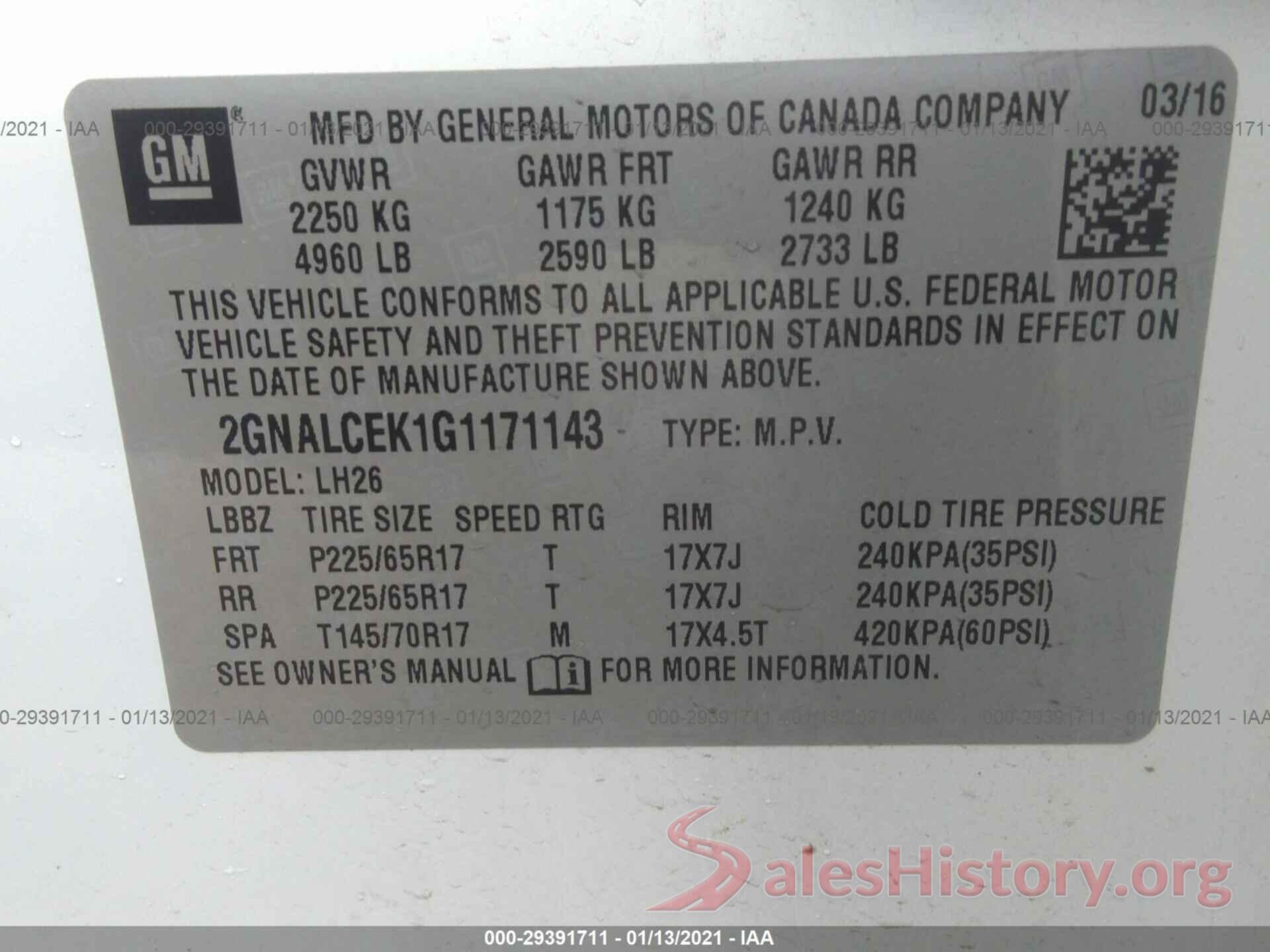 2GNALCEK1G1171143 2016 CHEVROLET EQUINOX